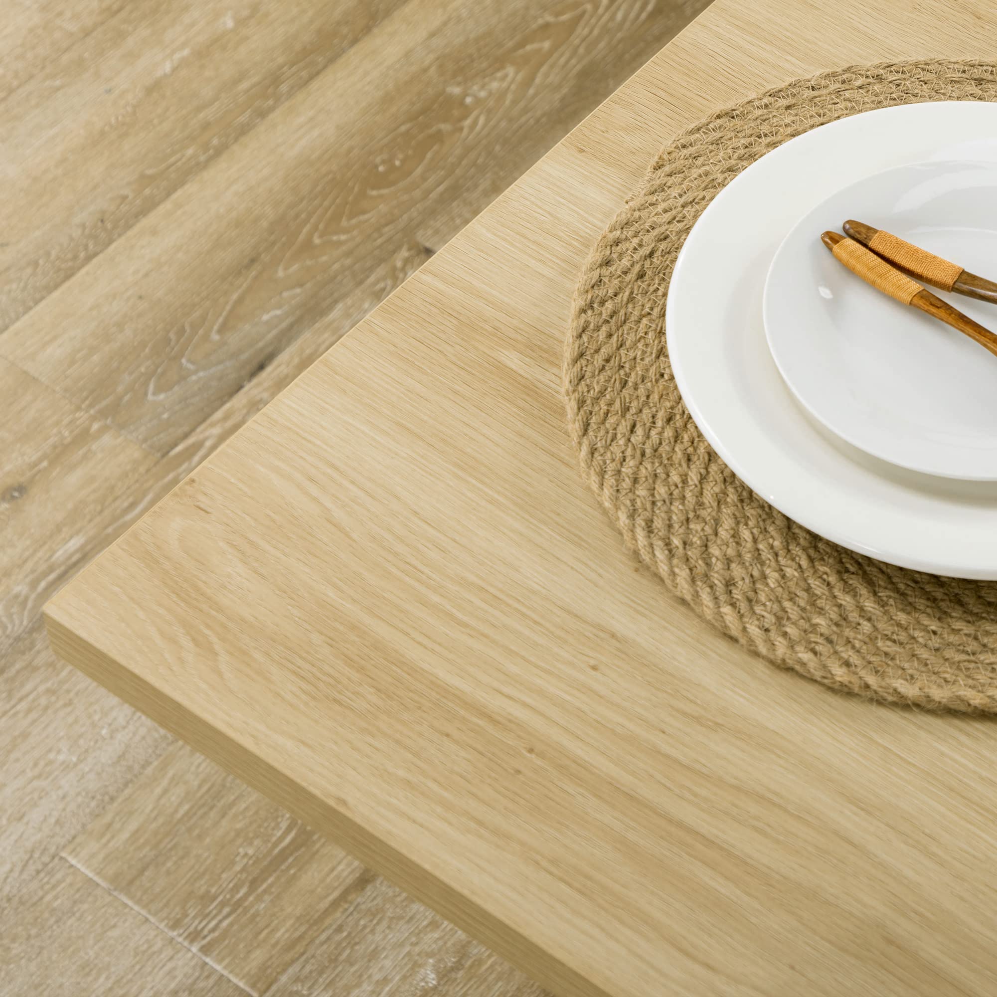 HOMCOM Isla de Cocina, para 4 Personas, Mueble de Cocina Multifuncional, Mesa de Comedor con 4 Puertas, Compartimentos Abiertos, Estante Ajustable, 110x70x75,5 cm, Roble y Blanco