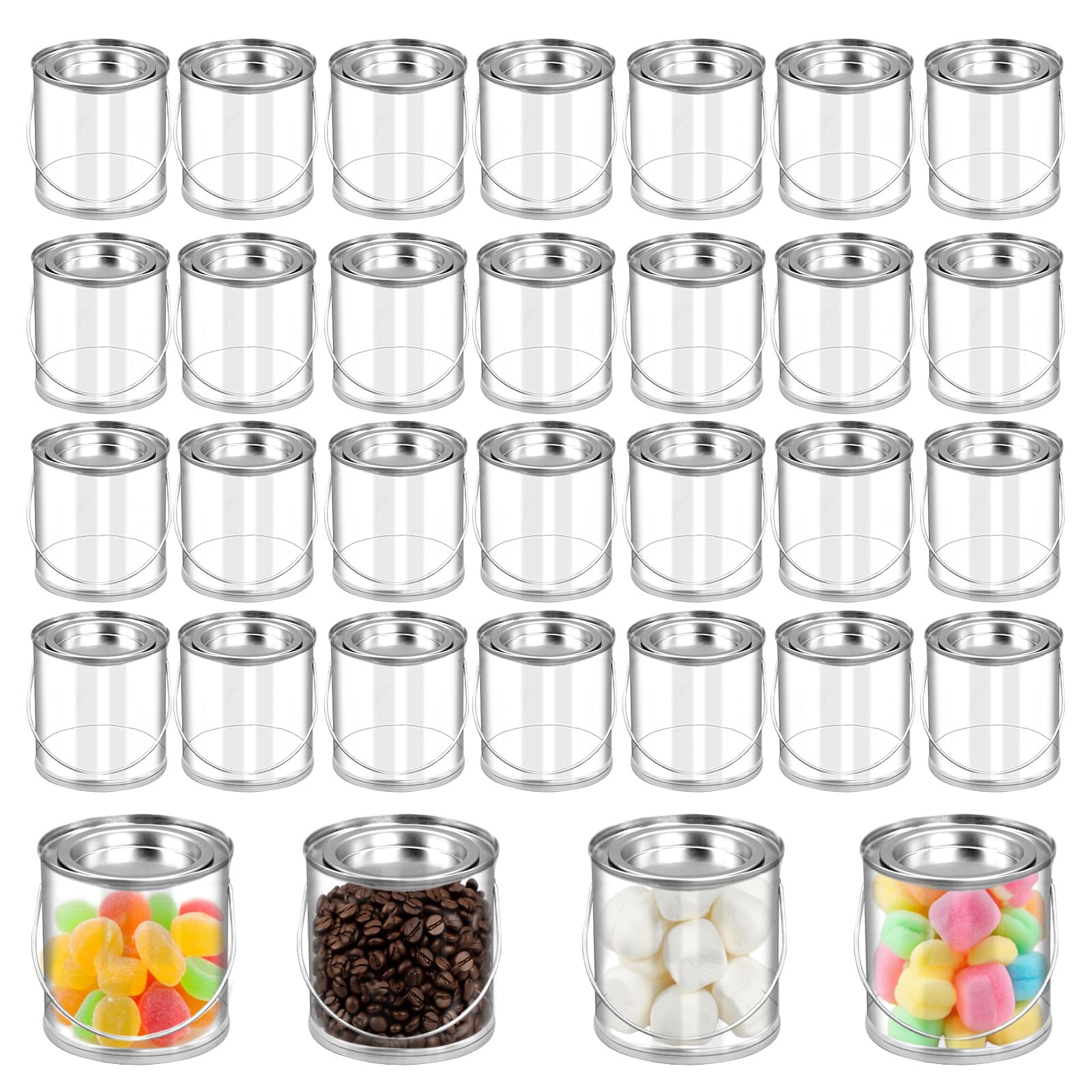 Mini pots de peinture transparents vides en lot de 32 pour décoration et bonbons