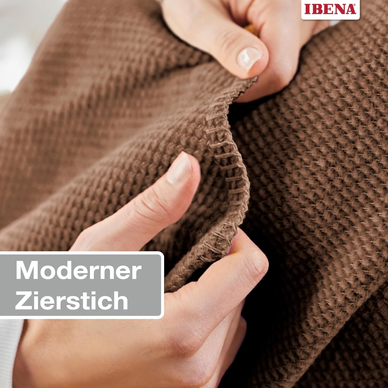 IBENA Charlotte Organic Knitted Blanket 140 x 200 cm 100% Cotton Made in Germany Cotton Blanket with Structure (Brown)