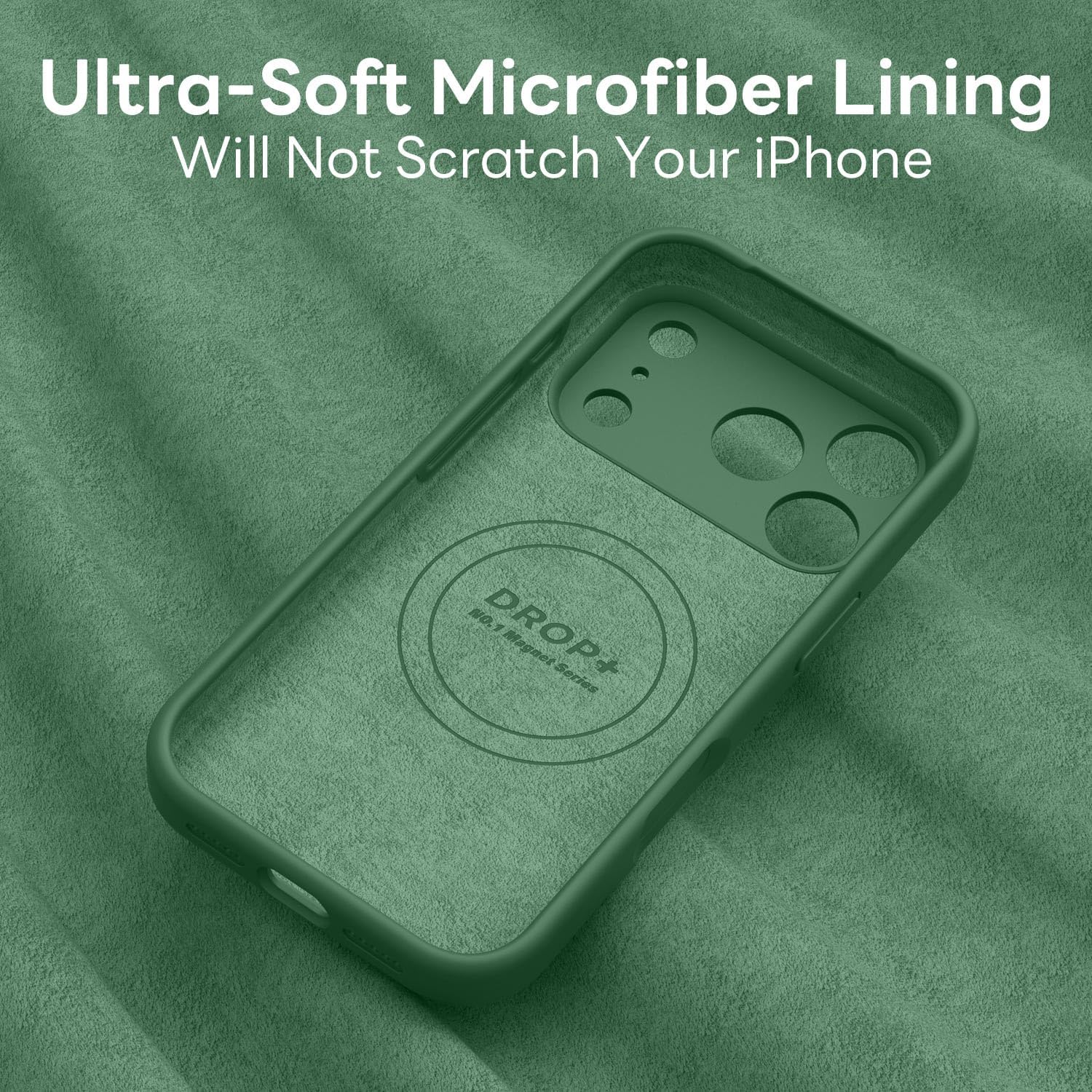 Vooii Magnetic for iPhone 17 Pro Case, Compatible with Magsafe (Premium Liquid Silicone) (Integrated Camera Control Button) Full Body Protective Anti-Scratch Microfiber Lining 6.3", Green - Image 7