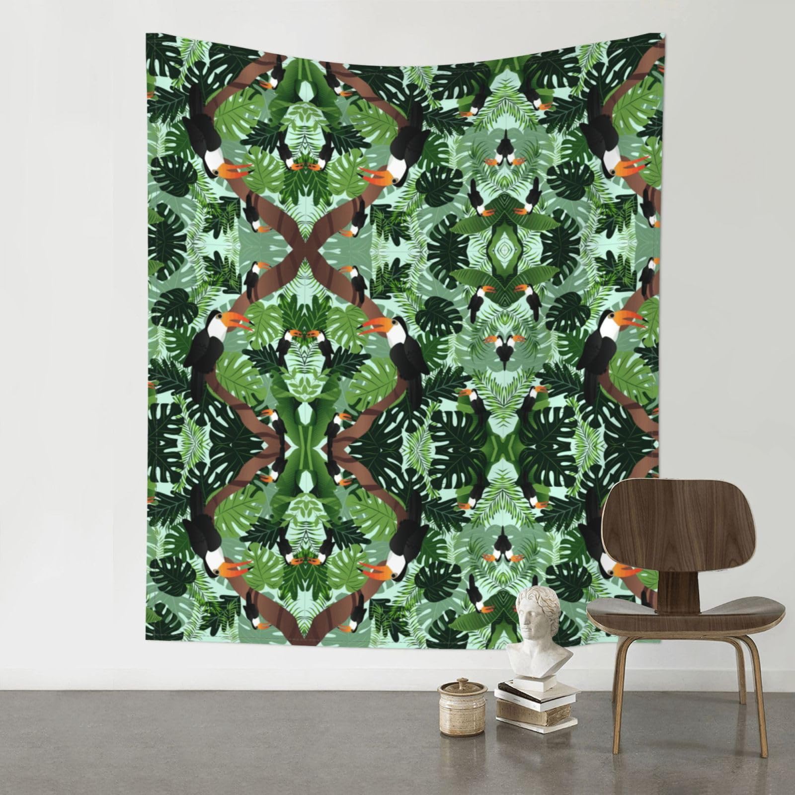 YYHHAOFA Tropical Leaves Bird Prints 60x51in Wall Tapestry Boho Chic Dorm Decor & Beach Throw Blanket