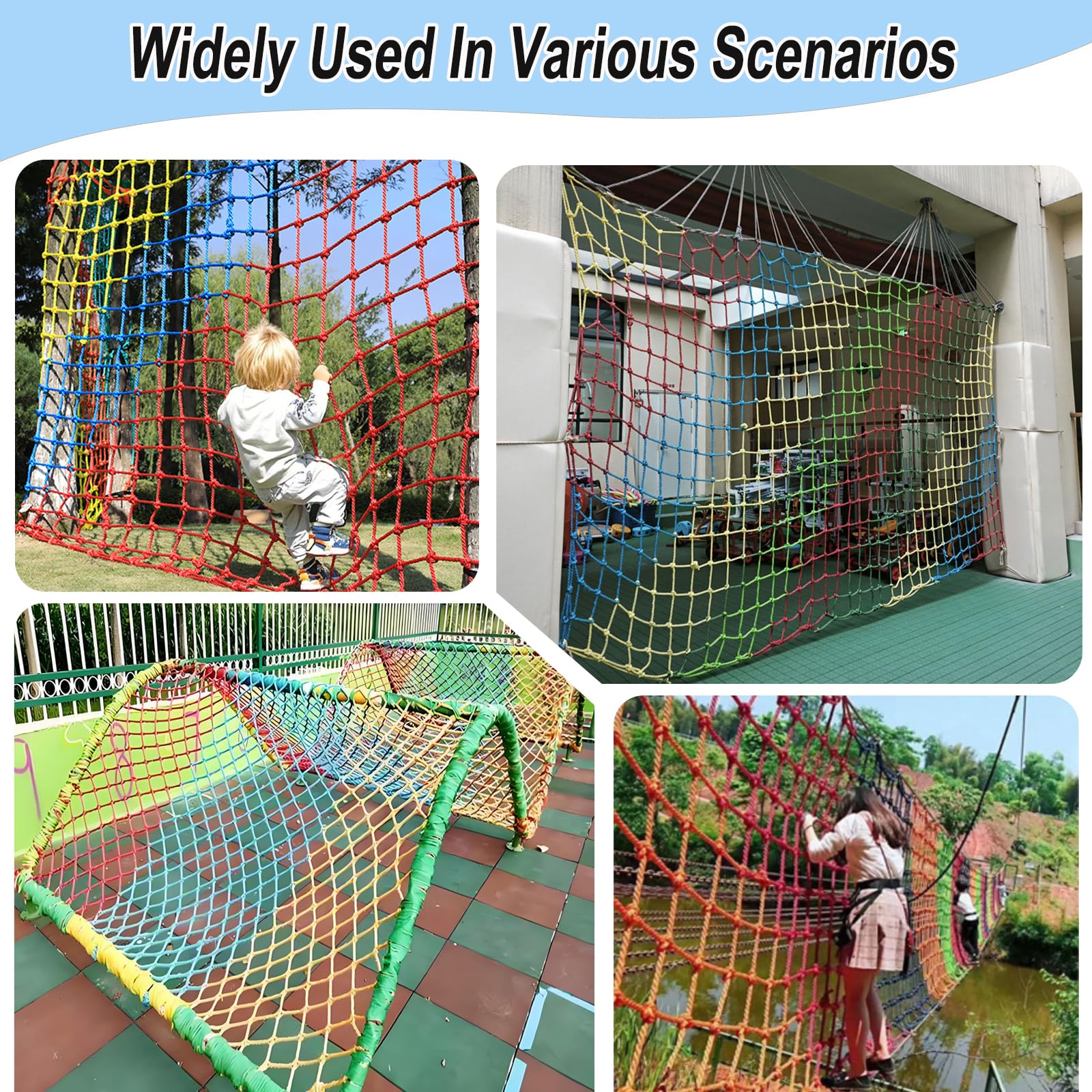 Kletternetz Kinder Outdoor Polyester Kletternetz Spielplatz Klettergerüst Netz Strickleiter Krabbelnetz für Spielturm Kinderschaukel Spielplatz Baumhaus Hindernisparcours-Trainingszubehör