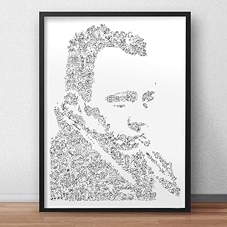 Albert Camus print with doodles inside the portrait | Plenty of details about the literature french nobel prize| hard to find gift black and white illustration art poster