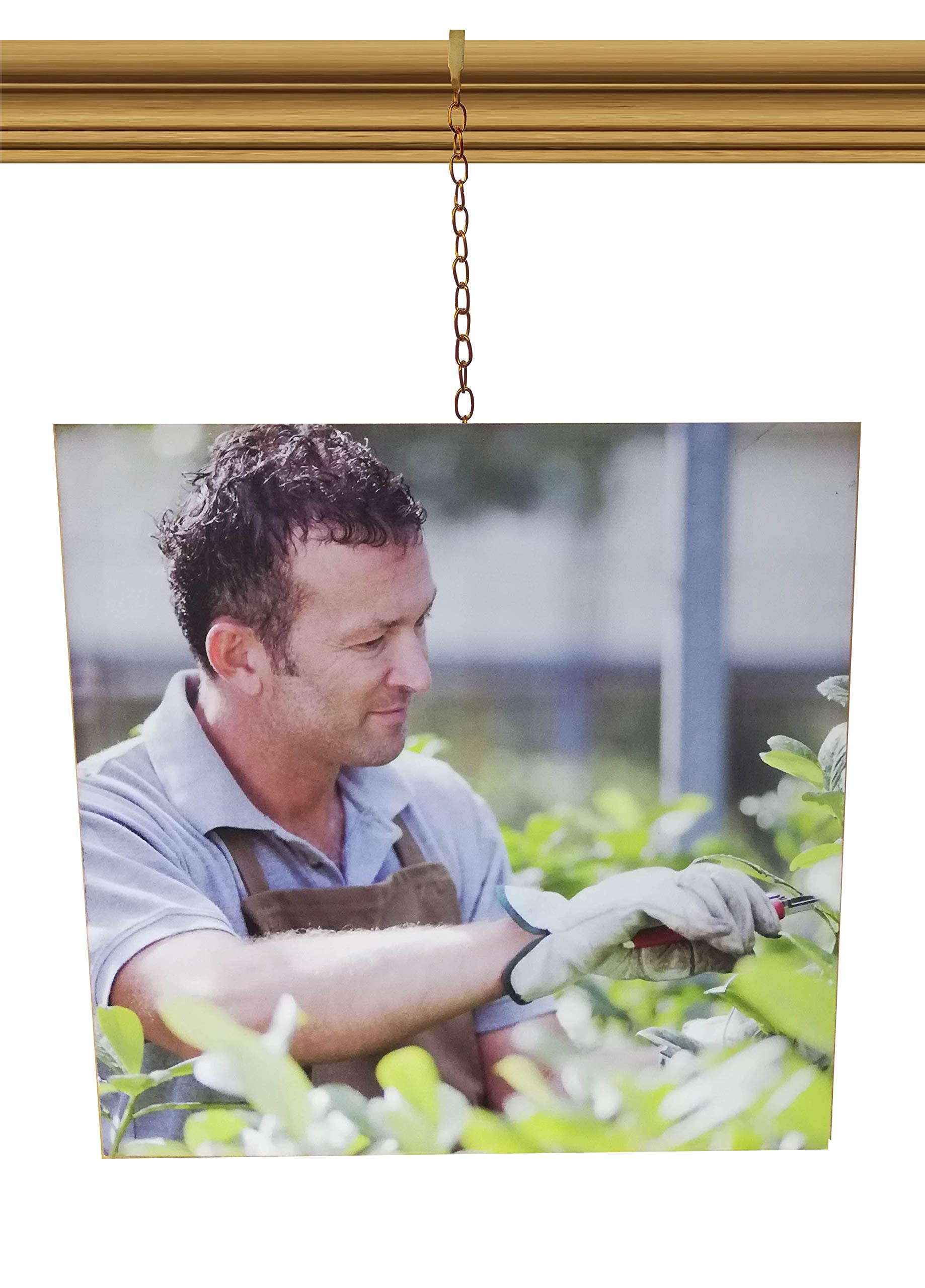 Brass Gold Chain Picture Hanging System Moulding Hook for Traditional Victorian Dado Rail (kit with 2 Meter Long Chain)