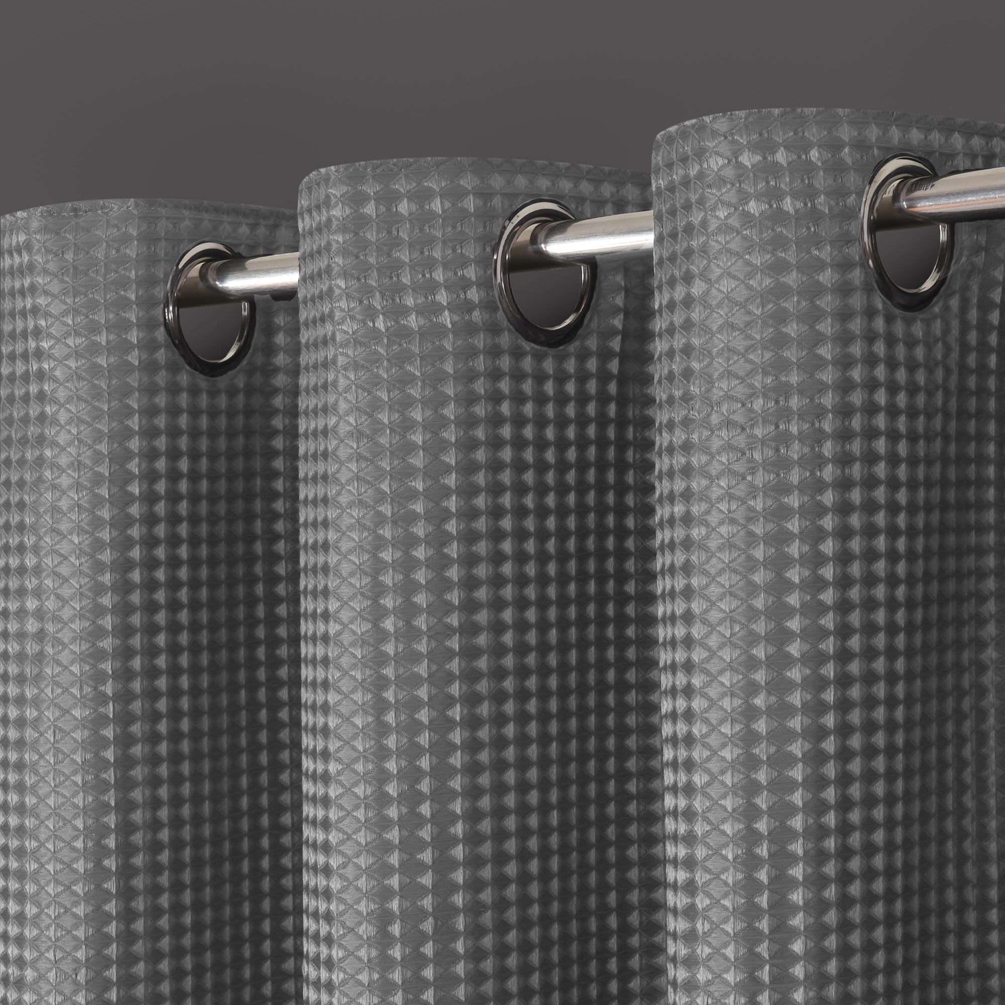Velosso Waffle Thermal Total Blackout Curtains Ringtop Insulated Curtain Pair Waffle Jacquard Weave Texture (Silver Grey, W66 X L54)