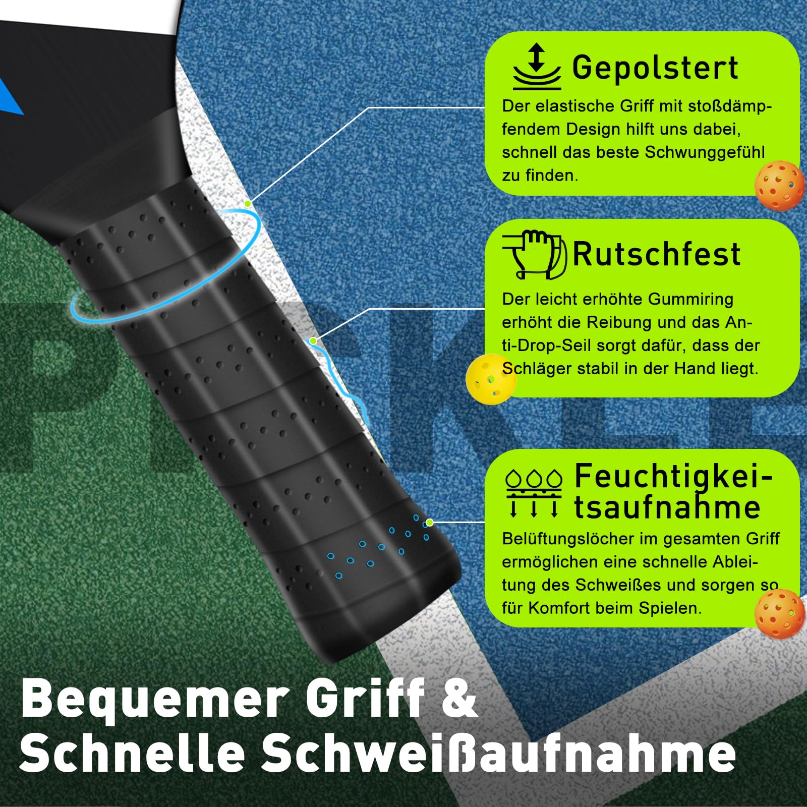 GoPickle Pickleball Set - 4 Premium-Holzpaddel, 4 Bälle, Wasserdichte Tragetasche - Indoor & Outdoor Schläger Für Anfänger Und Erwachsene