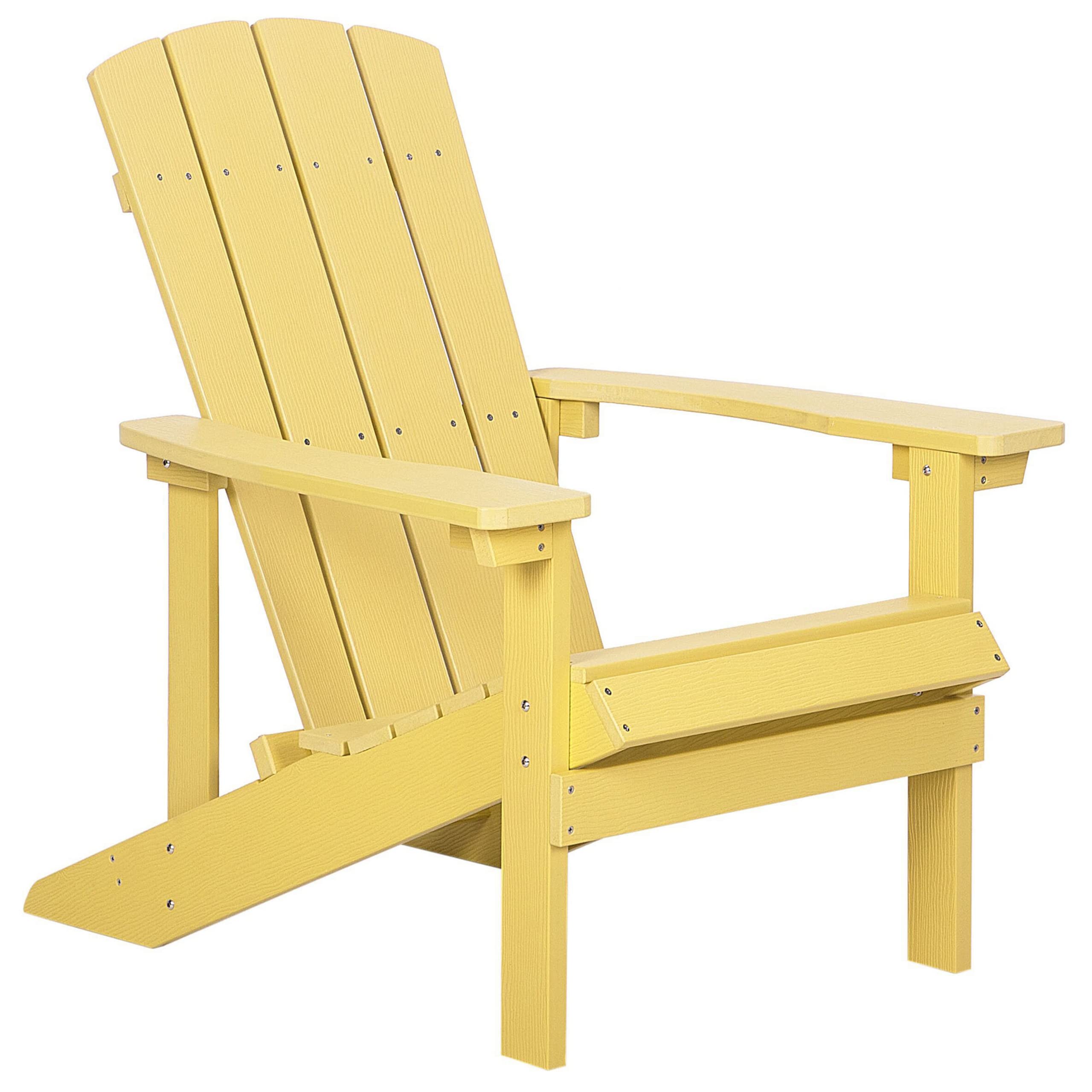Beliani Silla de jardín Amarilla de Madera sintética con reposapiés Resistente a la Intemperie Estilo Moderno Adirondack