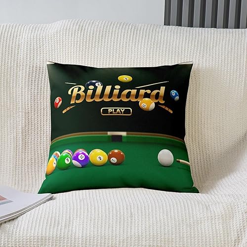 Miniatura 2 de Juego de 2 fundas de almohada de billar 3D para sofá, cama, para niños, amantes de los juegos de pelota, fundas de cojín coloridas de 18 x 18