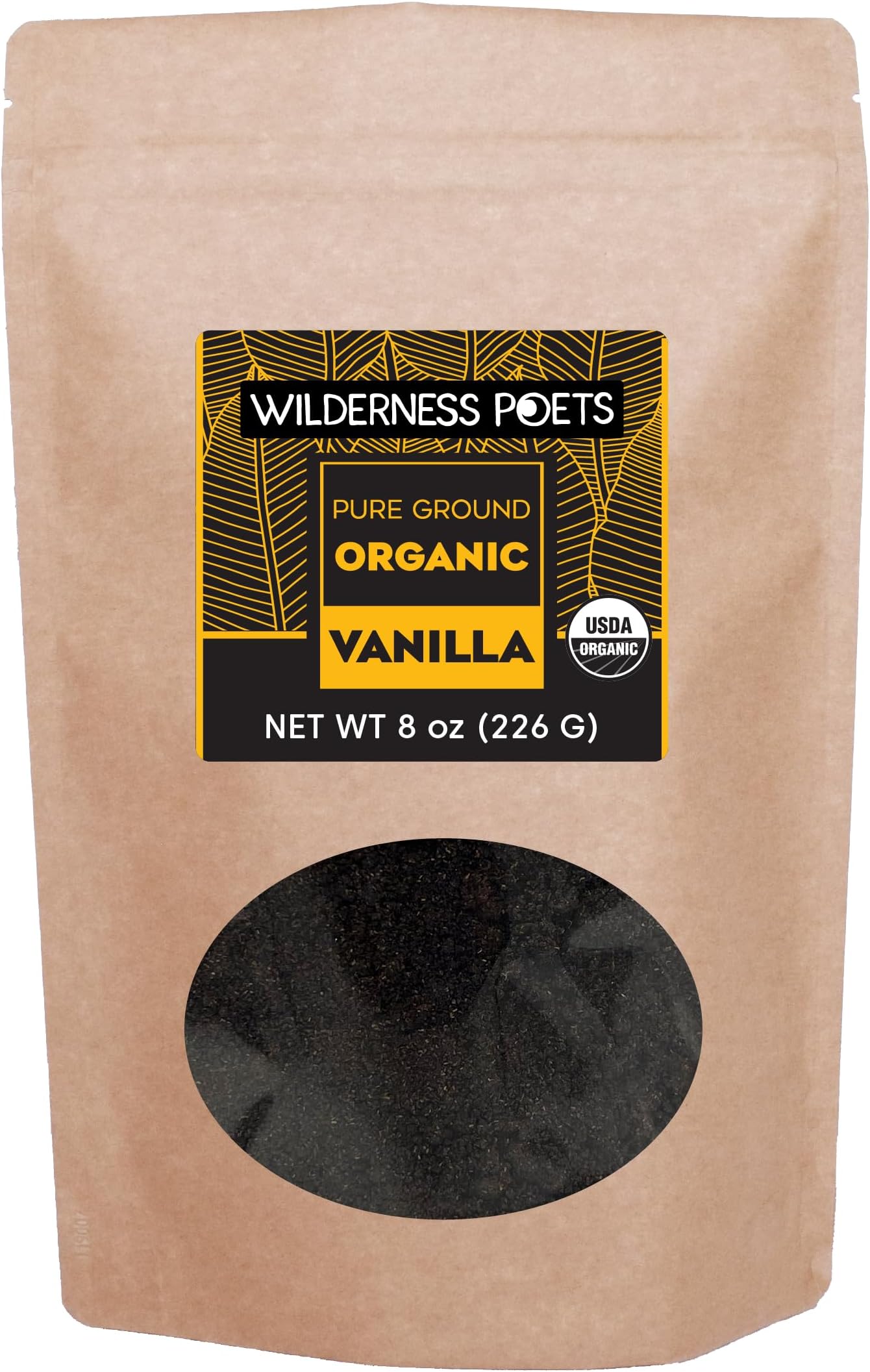 Wilderness Poets, Pure Vanilla Powder - 100% Organic Ground Vanilla Beans - Tahitian Variety, Grade A | Potent, Super Aromatic, Perfect for Chefs, Baking, Ice Cream, Coffee, Lattes (8 Ounce)