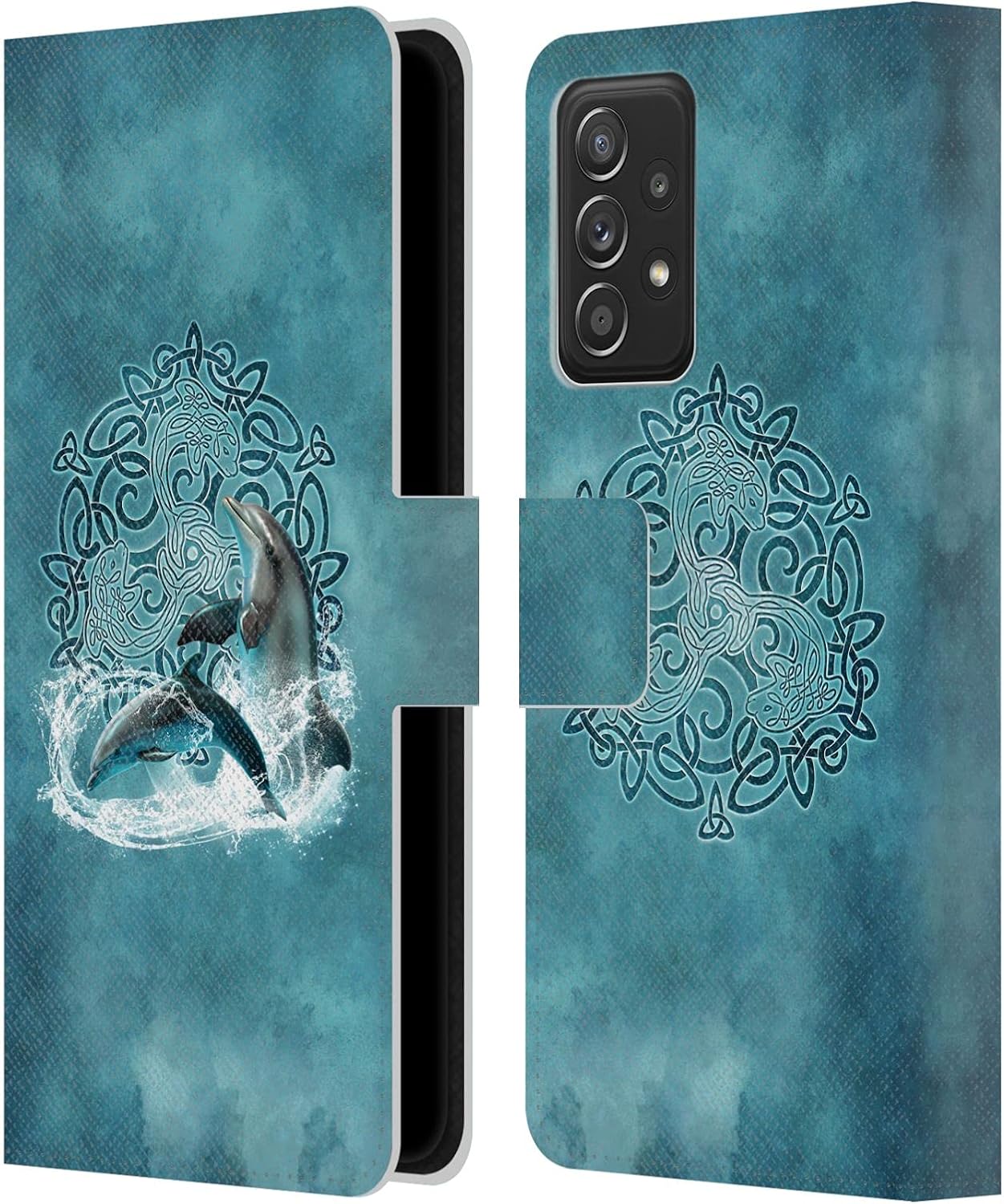 Head Case Designs Officially Licensed Brigid Ashwood Dolphin Celtic Wisdom Leather Book Wallet Case Cover Compatible with Galaxy A52 / A52s / 5G (2021)