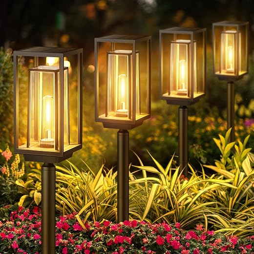 KELME Solar Pathway Lights Outdoor, 4 Pack 2XL Bigger Size Solar Lights for Outside, Super Bright Up to 14Hrs Solar Garden Lights, Waterproof Solar Powered Outdoor Lights for Yard Pathway Landscape