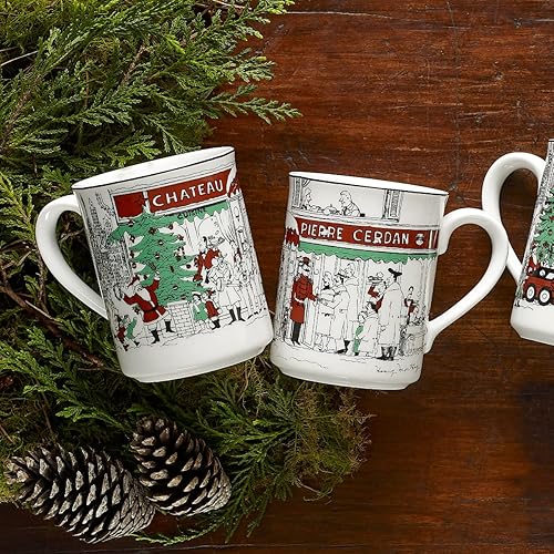 Miniatura 4 de Noritake Le Restaurant - Juego de 4 tazas navideñas de 12 onzas, color blanco y negro