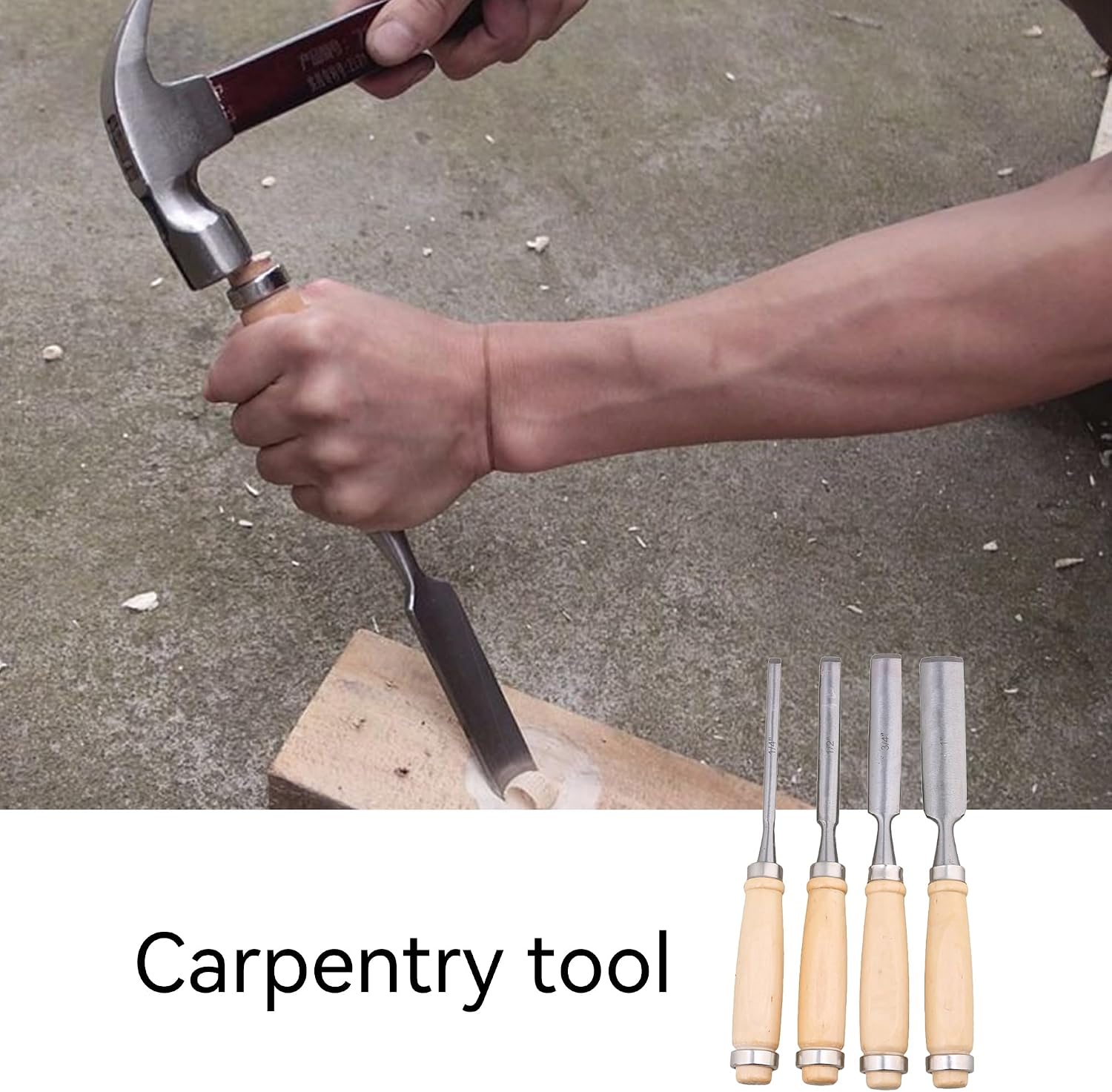 Semicircle Chisel Inner Edge Woodworking Gouge for Carpenter Wood Hand Chisel Tool Pack of 4