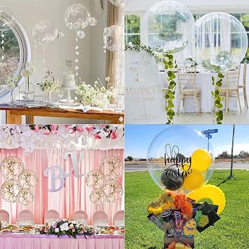 Bobo 12 Pcs 24inches Transparent Balloons - Bubble Balloons for Shoot, DIY Party, Wedding, Anniversary Decoration