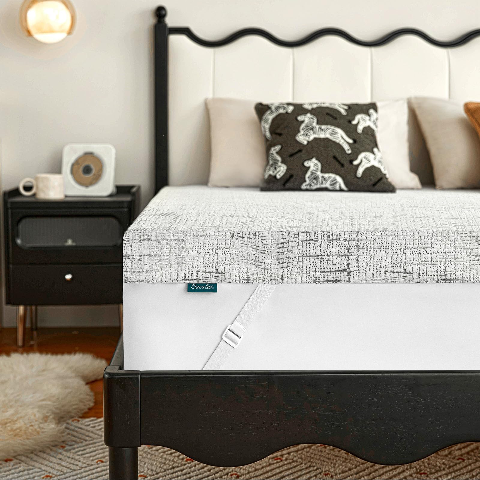 Bacalar Mattress Topper Double Bed Thick, 2Inch Double Mattress Topper for Back Pain Relief