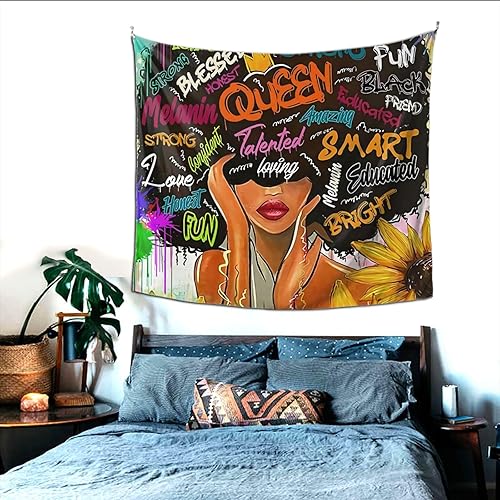 Miniatura 7 de Maynofu Tapiz de mujer negra africana, retro, para colgar en la pared, tapices estéticos para dormitorio, sala de estar, 50 x 60 pulgadas