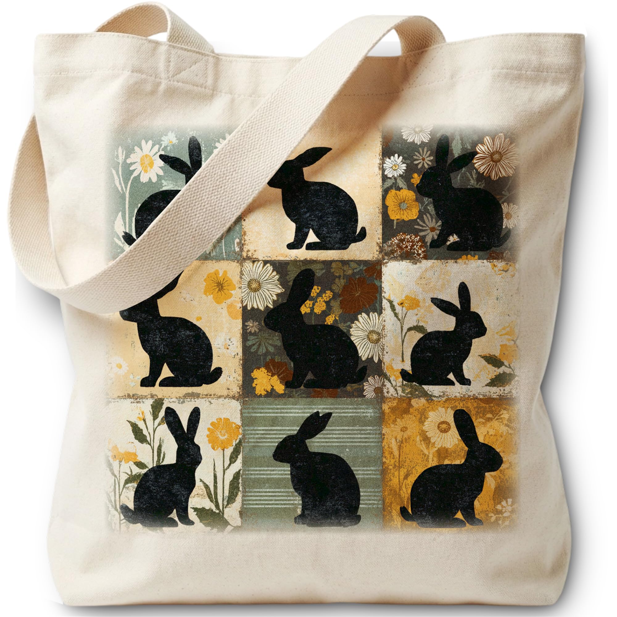 Aesthetic Happy Easter Tote Bag Gifts for Women Canvas Bag for Women Medium Size with inner Pocket