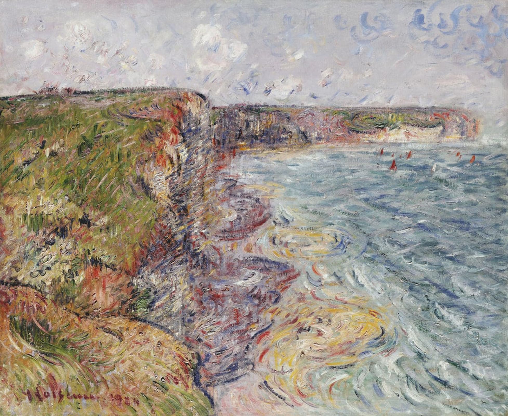 POSTERIIk Vintage Art Print Images Pictures Print Sailboats Near the Cliffs by Gustave Loiseau Modern Colour Posters for Office Home Decor 60x90cm