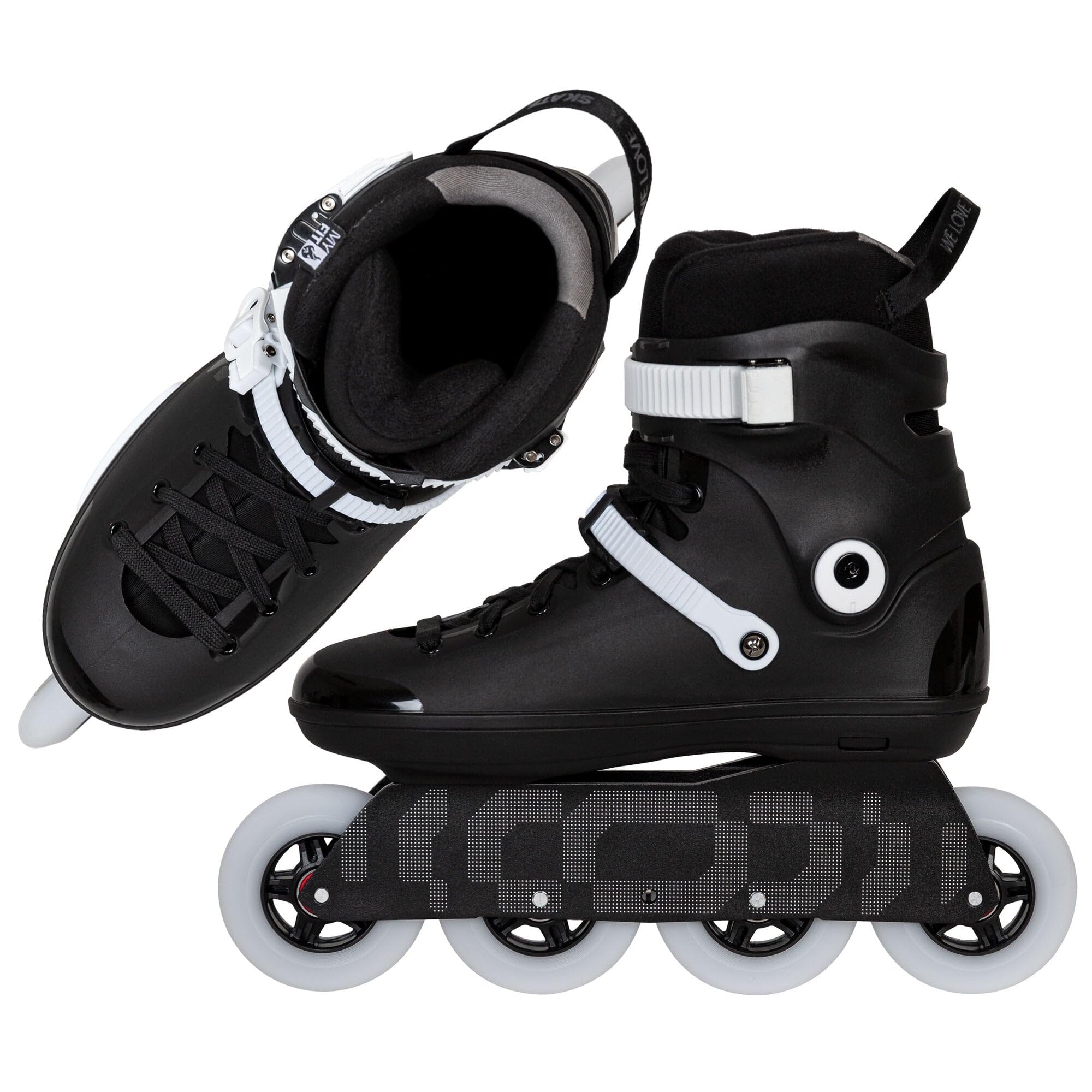 IQON CL15 Black Edition Rollers en ligne, Hardboot avec doublure Myfit & Cuff Decode SE Frame réglable, 4 x 90 mm ou 3 x 110 mm, roulements ABEC 9, avec montage de 165 mm