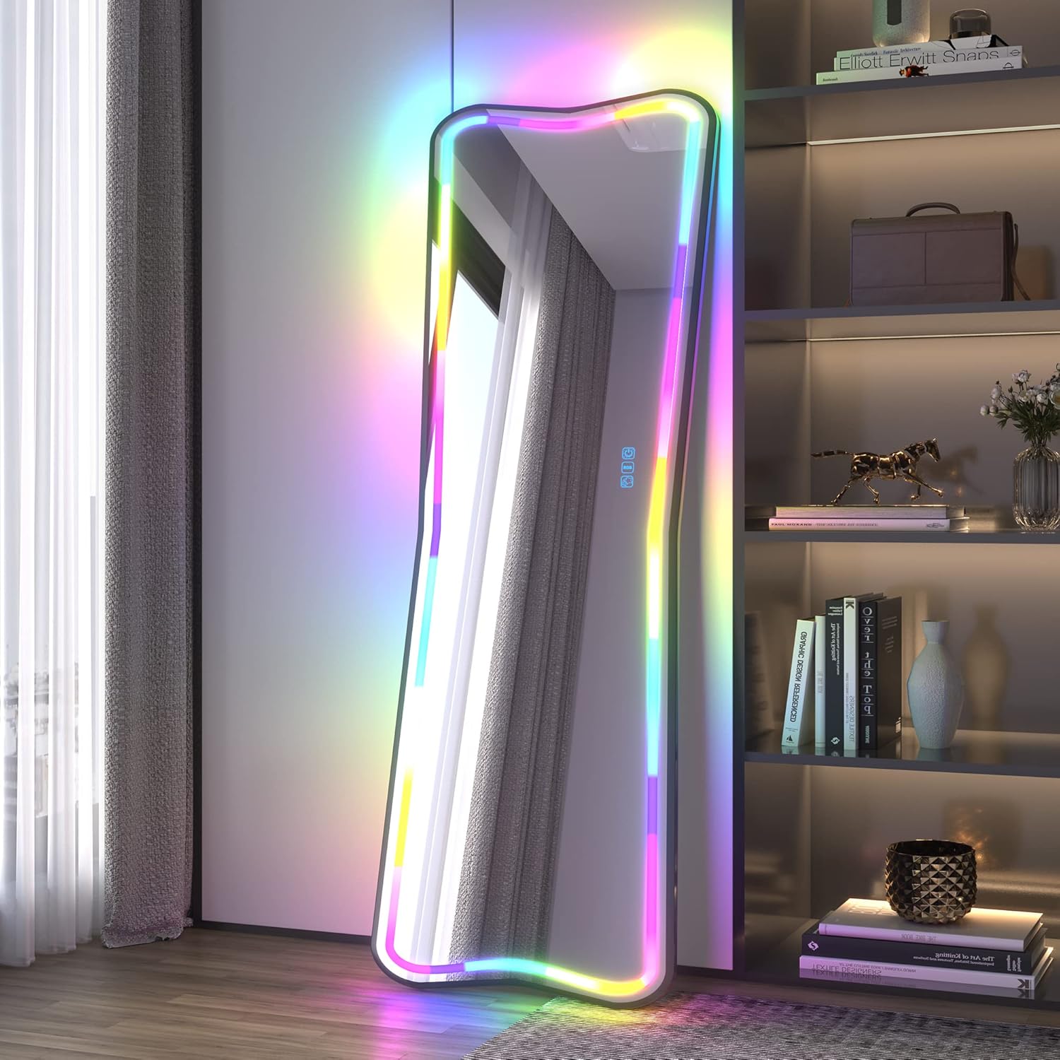 LVSOMT 150 cm x 50 cm Full Body Mirror with RGB Lighting, LED Floor