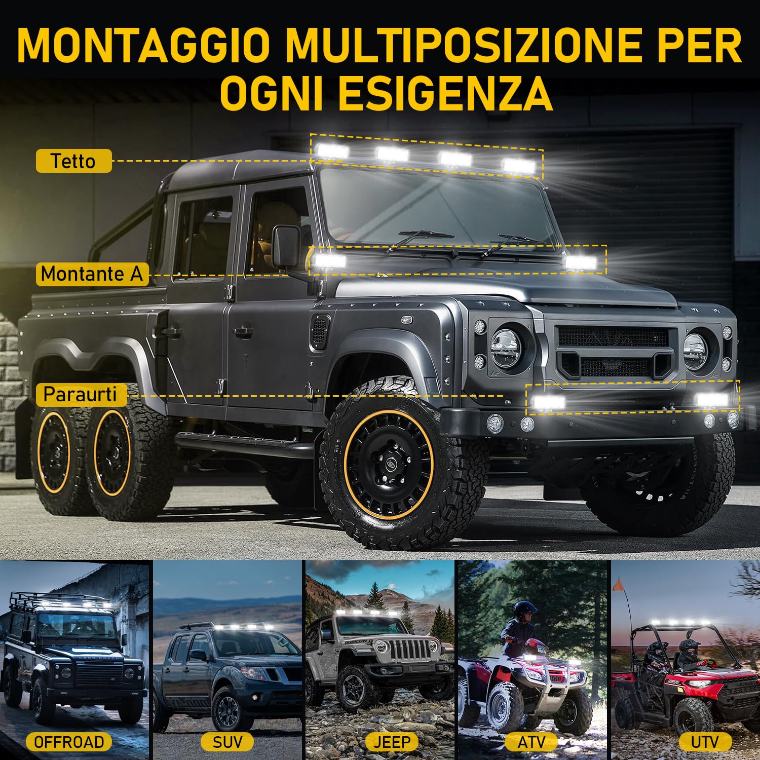 antom Faro da Lavoro LED 4X24W Mini barra led 12v luminosa faro 12v 24V IP67 impermeabile luce di retromarcia faro ausiliario auto per escavatore trattori trattori ATV camion