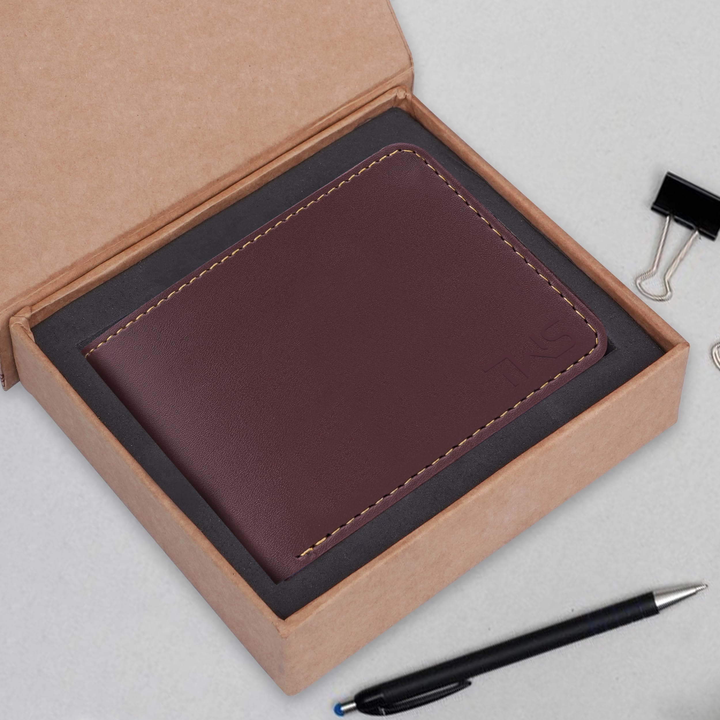 The Wallet Store Vegan Leather Wallet For Men - Brown