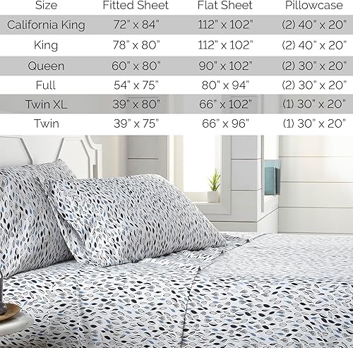 Miniatura 9 de Southshore Fine Living, Inc. Botanical Leaves Collection, 4 piezas, juego de sábanas de bolsillo profundo de 14 pulgadas, fácil cuidado, juego sin