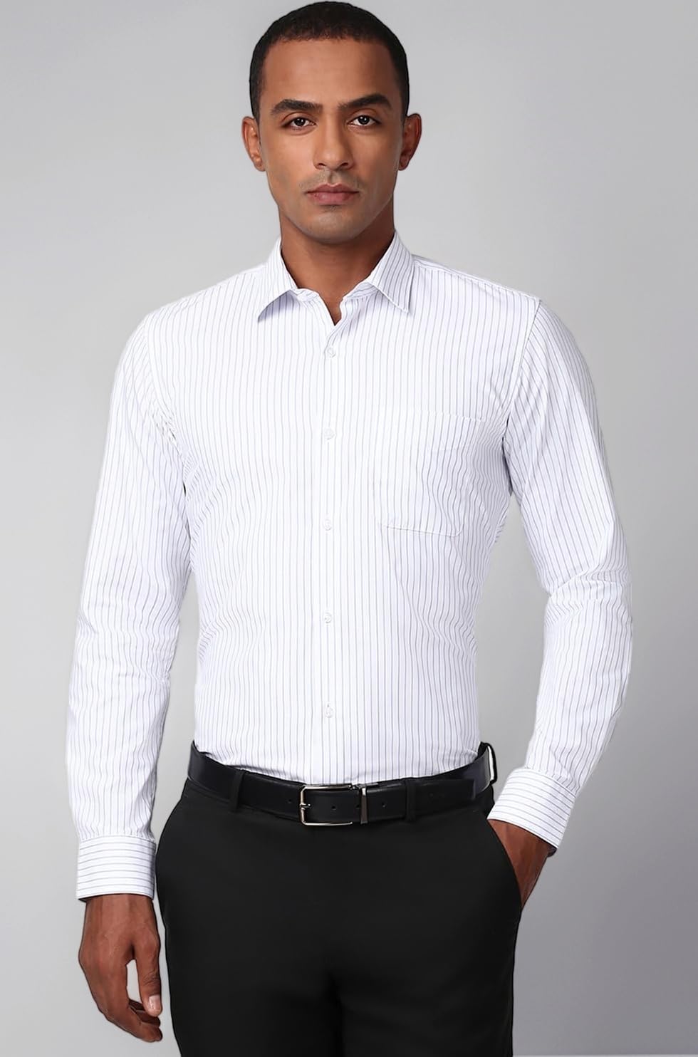 Peter England Men's Striped Slim Fit Full Sleeve Formal Shirt | Cotton-Rich | Wonder Fabric | Pin-Point Oxford Weave