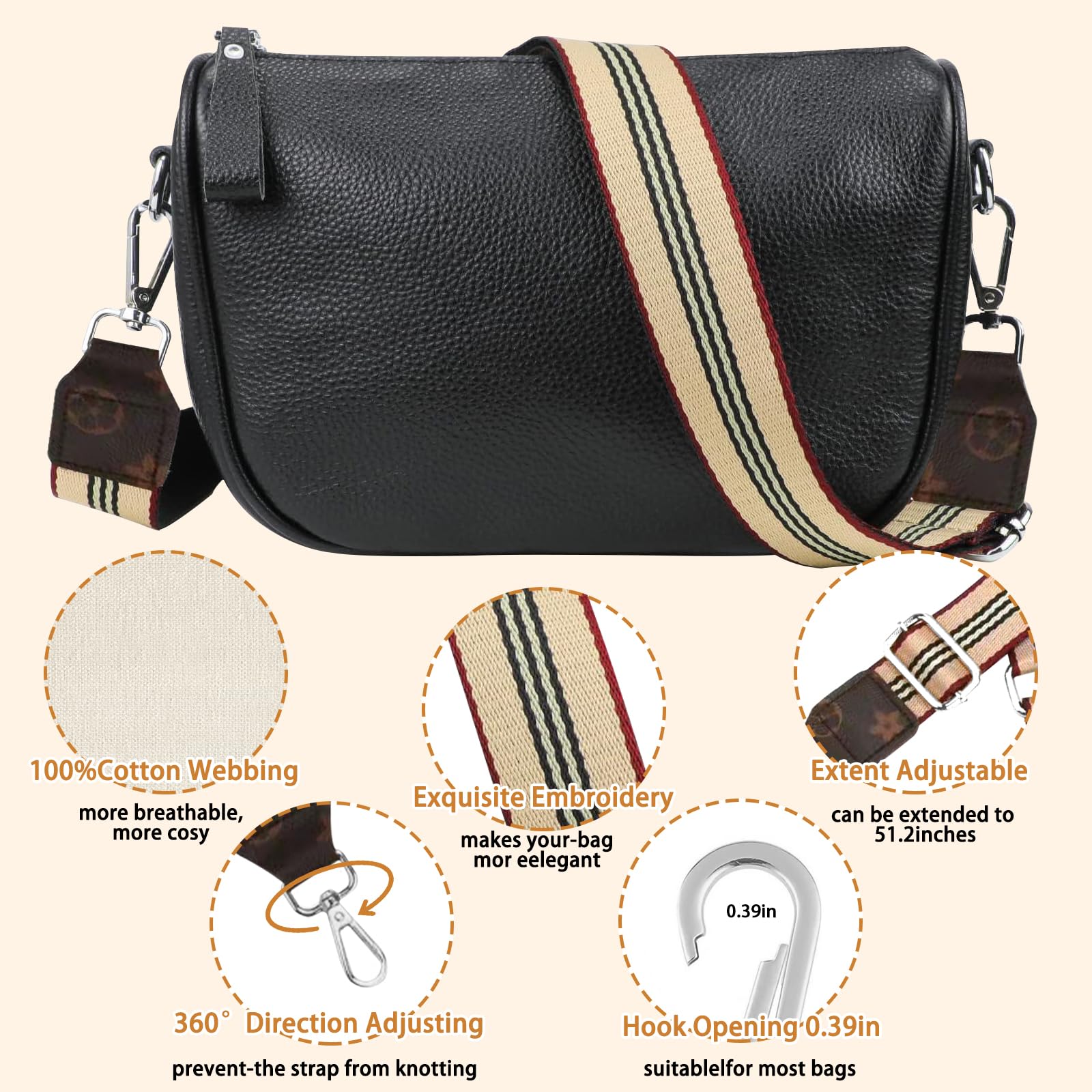 Bandouliere Pour Sac 5cm Large Sangle Sac Bandouliere, Réglable