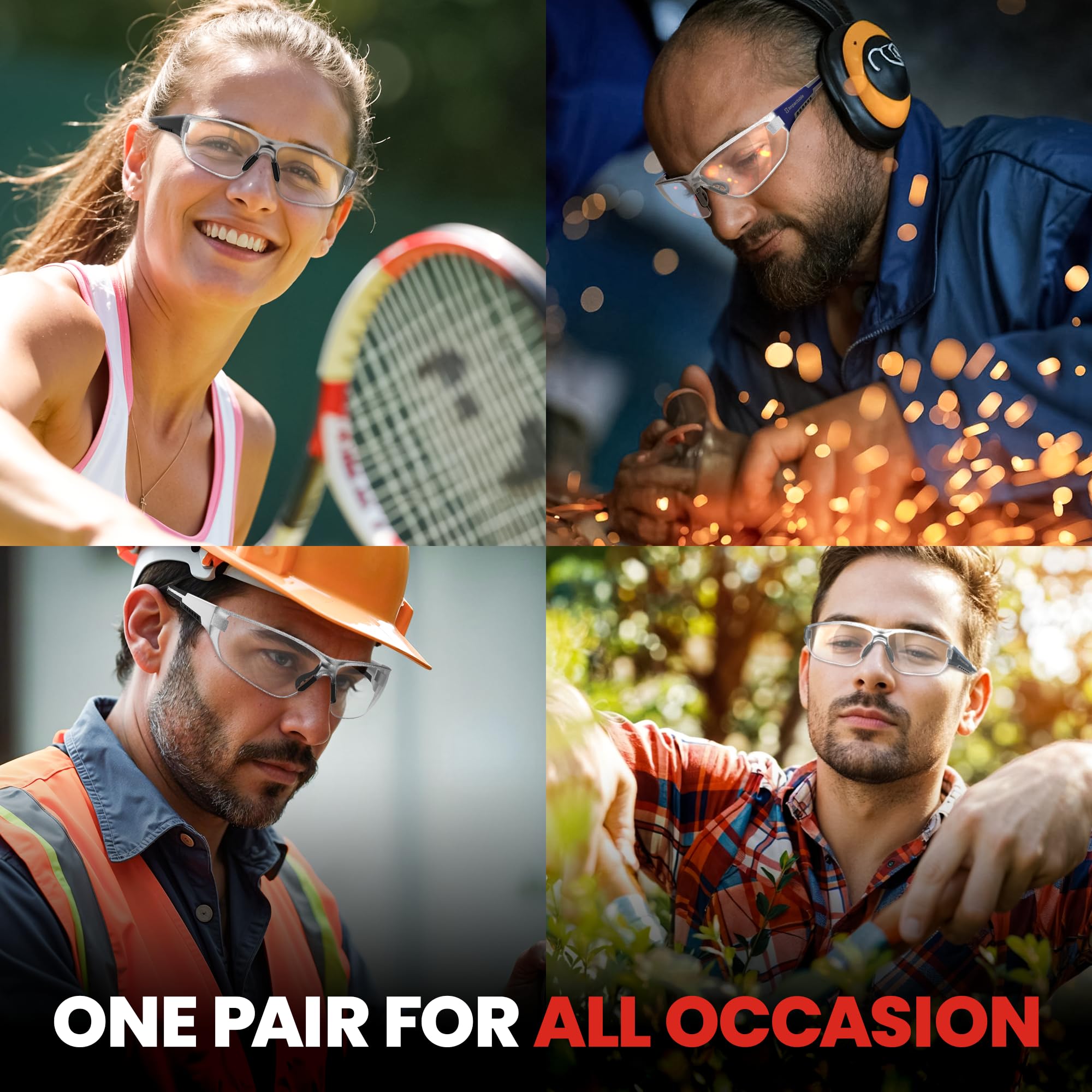 Klasyczne okulary ochronne Pickleball, standard ANSI Z87, przeciwmgielne, anty-UV, ochrona przed zarysowaniami i uderzeniami, 1 opakowanie