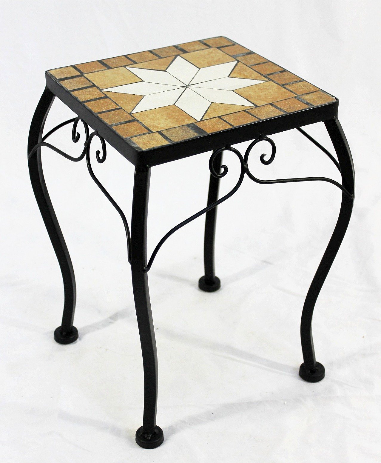 DanDiBo Blumenhocker Mosaik Eckig 38 cm Blumenständer 12015 Beistelltisch Pflanzenständer Mosaiktisch Klein
