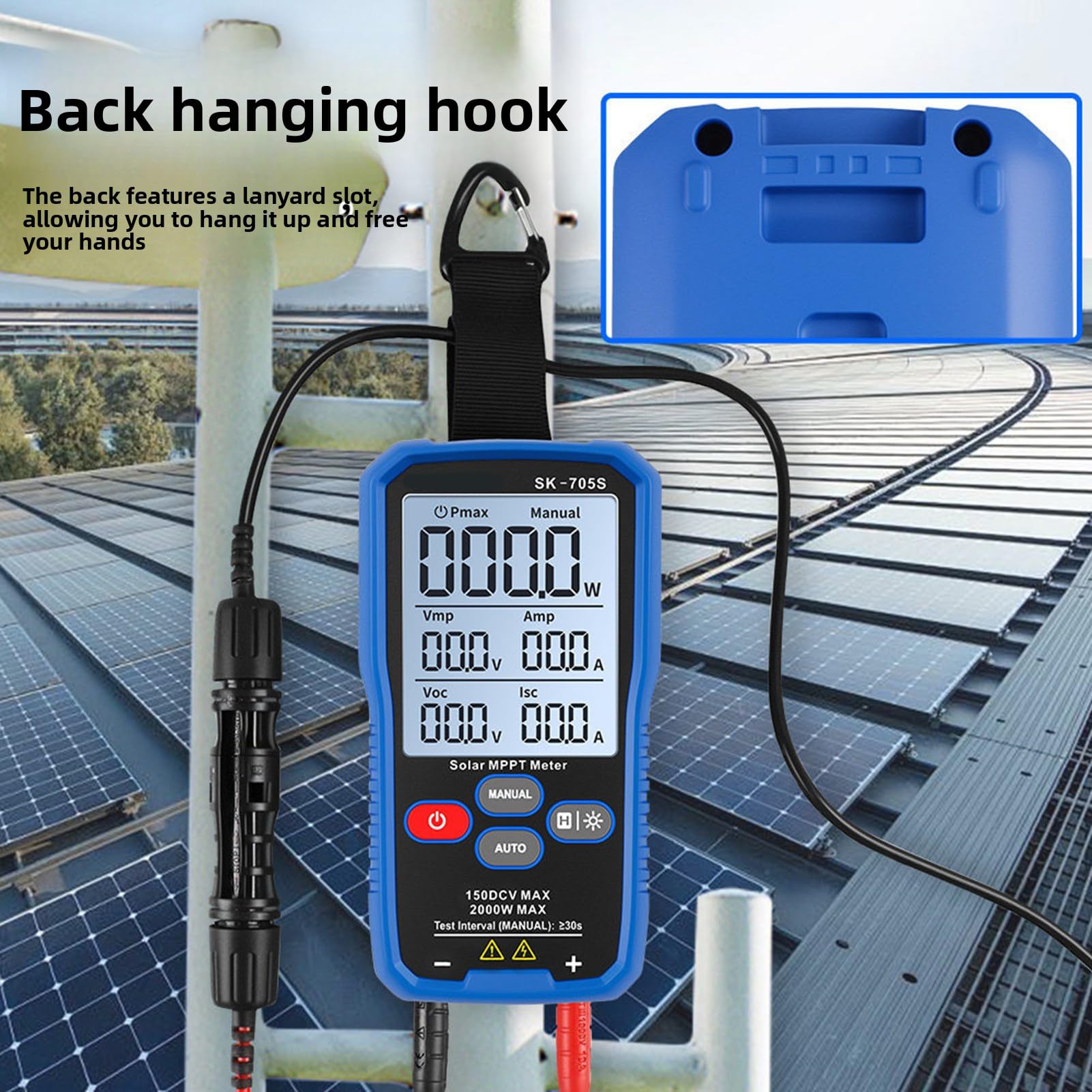 VBESTLIFE Tester Panelu Słonecznego 2000W Wyświetlacz LCD do Fotowoltaiki