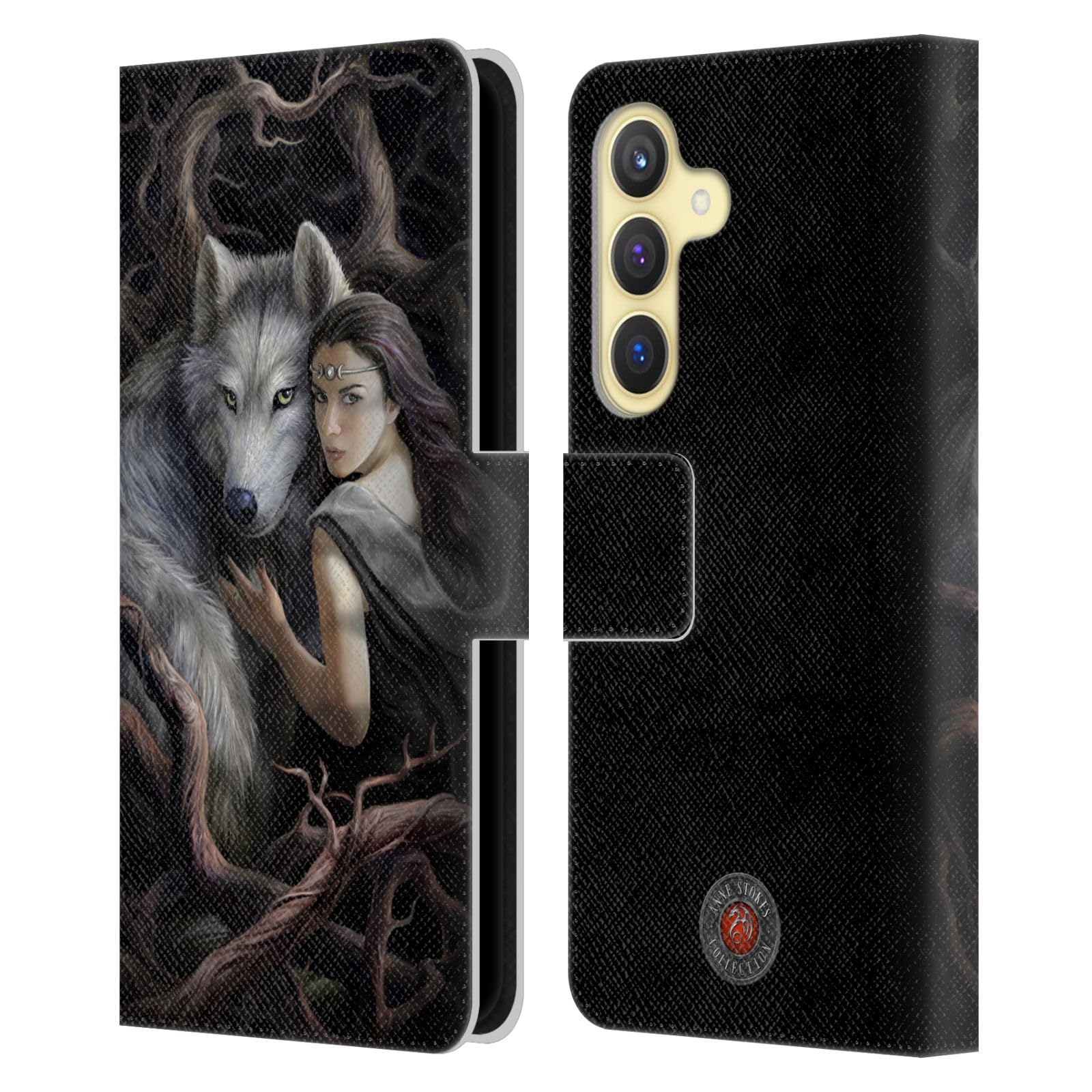 Funda de cuero tipo libro Anne Stokes Lobos 2 para Samsung S24 5G 7