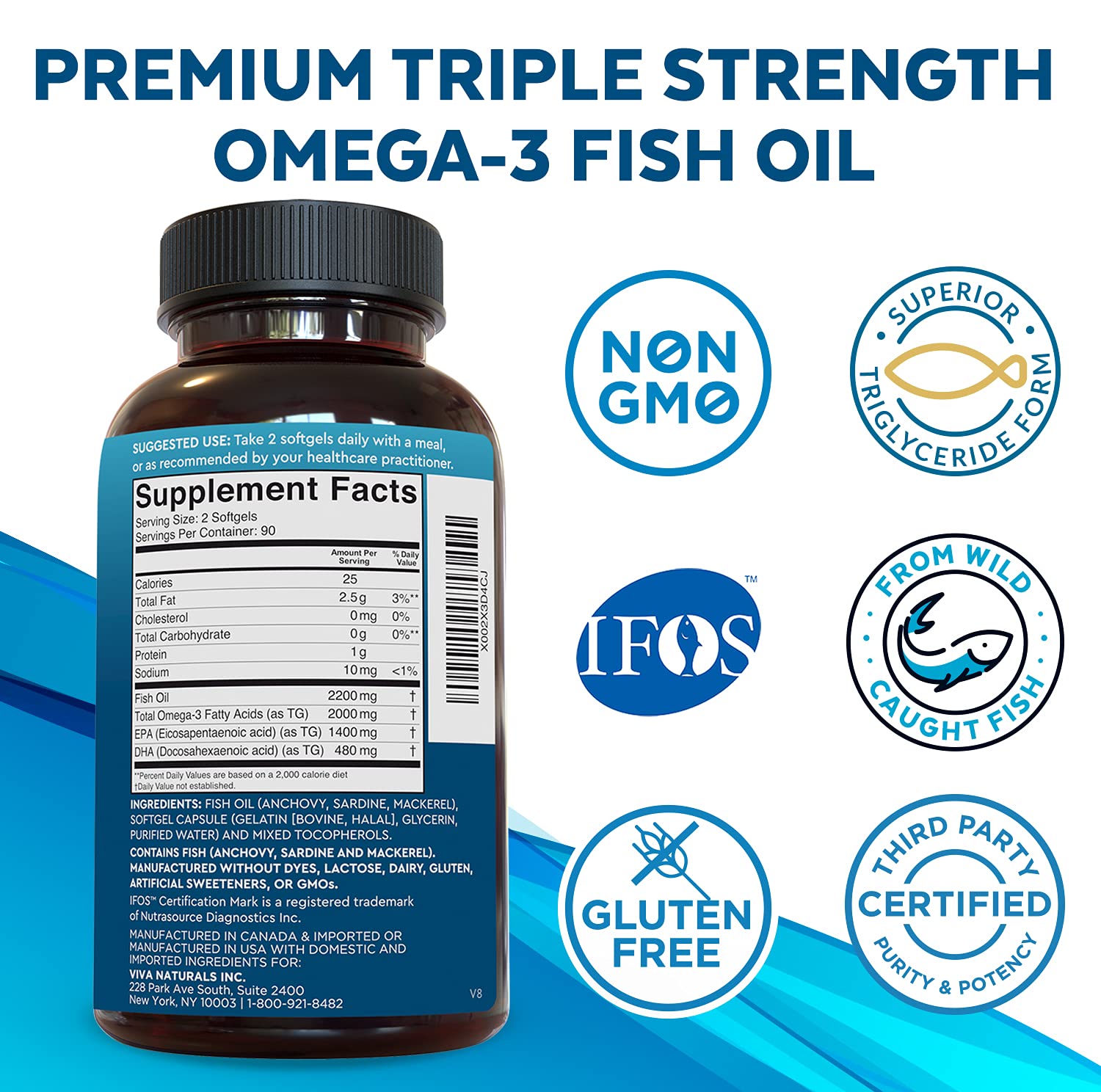 Viva Naturals TripleStrength Omega 3 Fish Oil with EPA and DHA