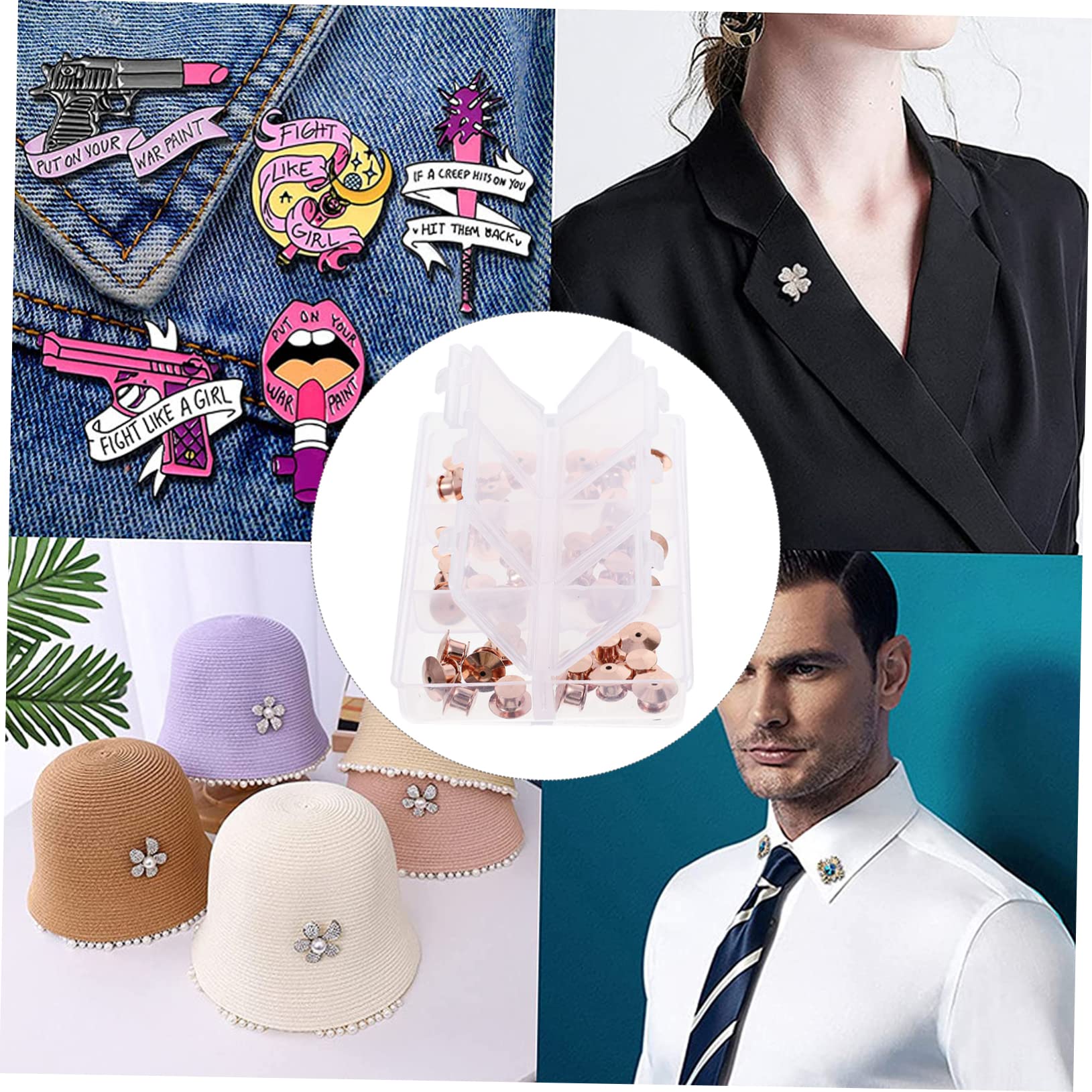 50 Perni Di Bloccaggio In Metallo Per Spille E Targhette - Fermagli Sicuri Per Cappelli E Borse - Foto 7