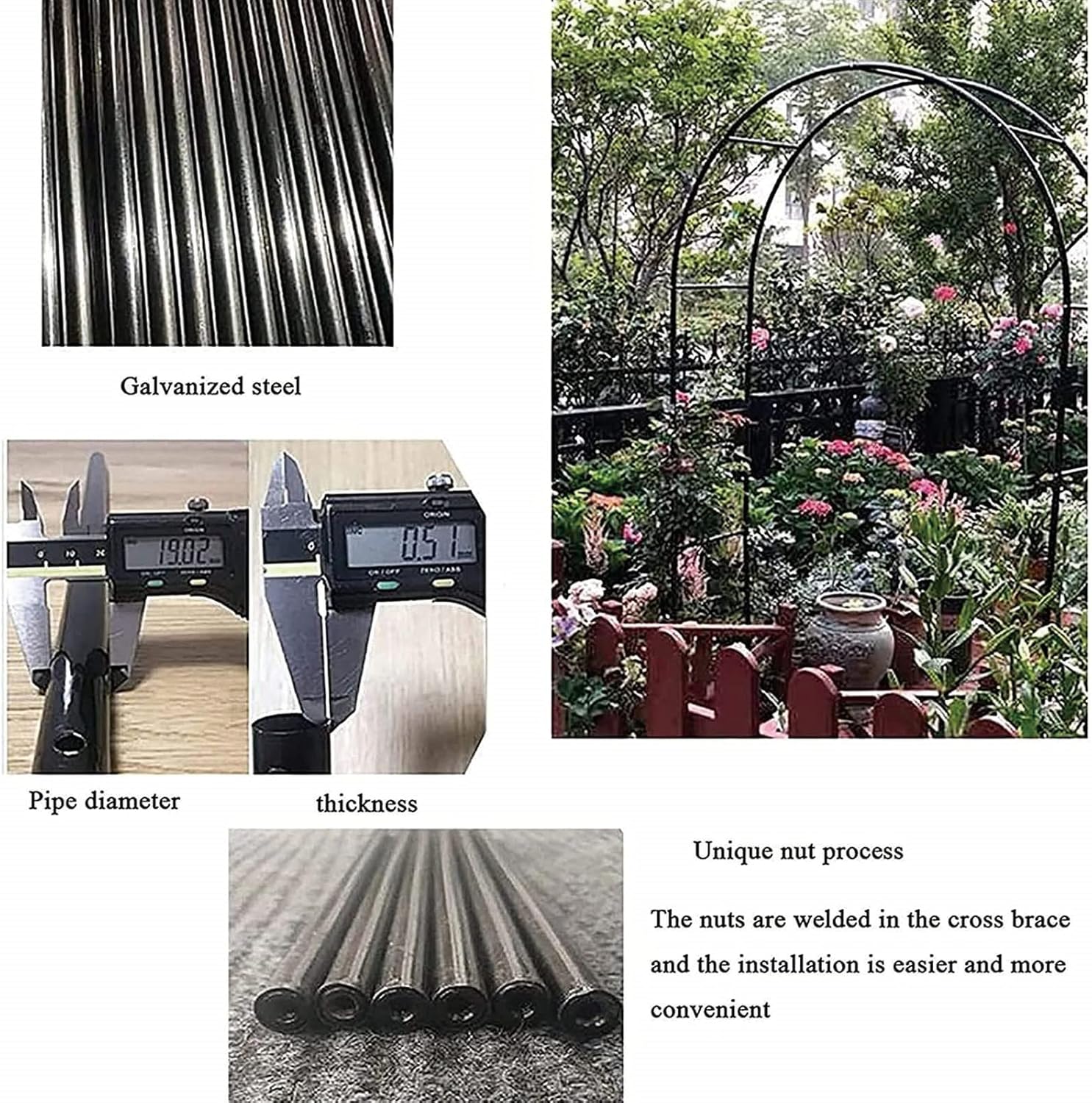 Garden Arch with Base, Garden Arbor Archway, Rose Arch Metal Pergola Arbor Climbing Plants, Plants Support Trellis Wedding Arch for Backyard, Lawn, Patio, Wedding Decor,Green,140 x 230 cm