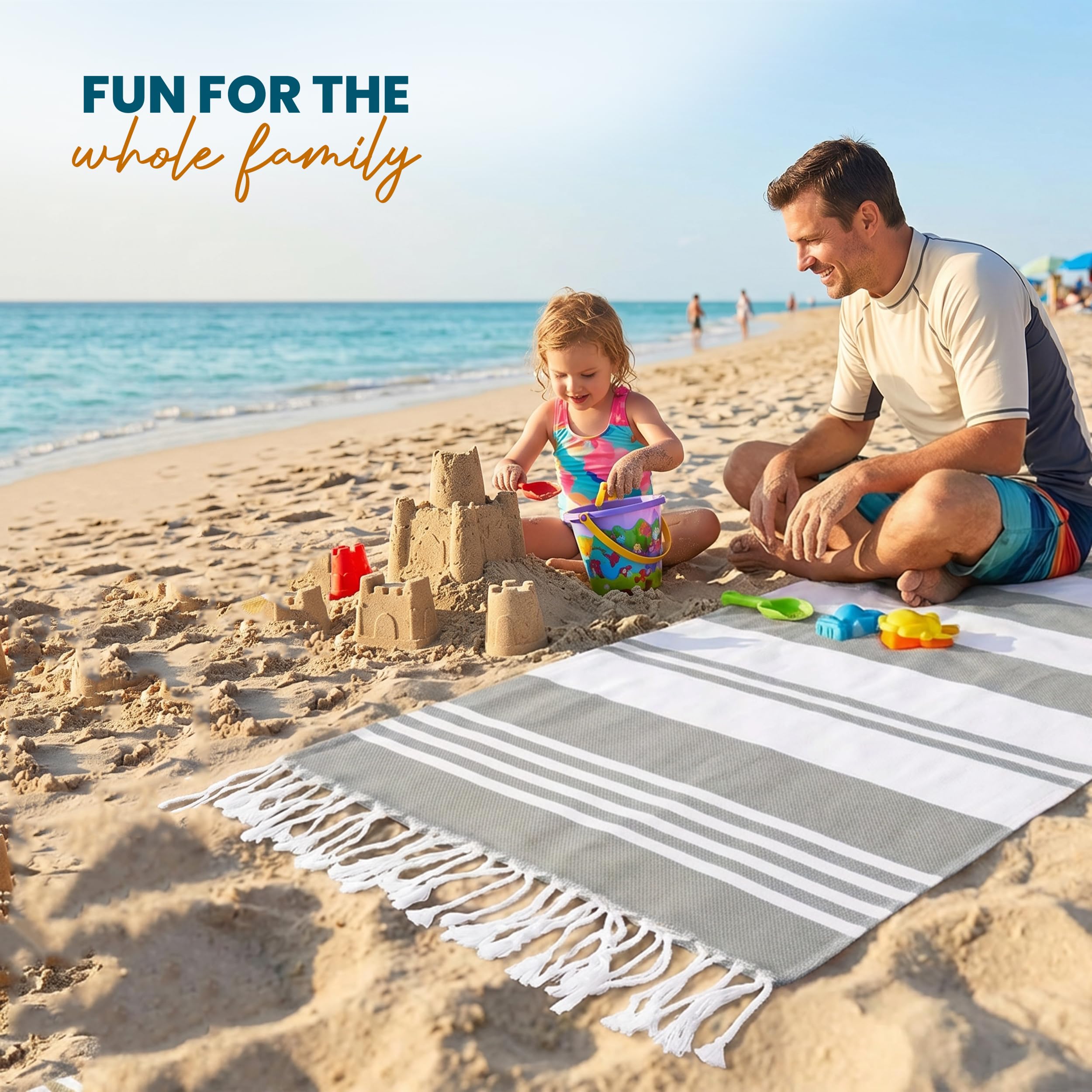 Utopia Towels Peshtemal Lot de 4 Serviettes de Plage Turques 100% Coton résistantes au Sable, légères, à séchage Rapide, pré-lavées, Grandes Tailles, (100 x 183 cm), Gris Frais