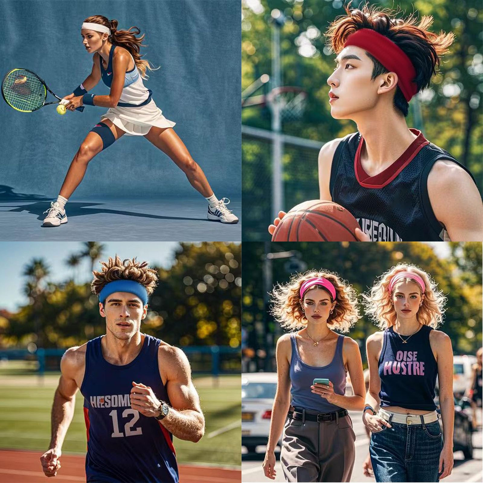 3 Diademas para Mujer, Antideslizantes, elásticas, para el Sudor, Bandas Deportivas para el Cabello, de Tela Suave, Diadema elástica para Entrenamiento, Yoga, Correr