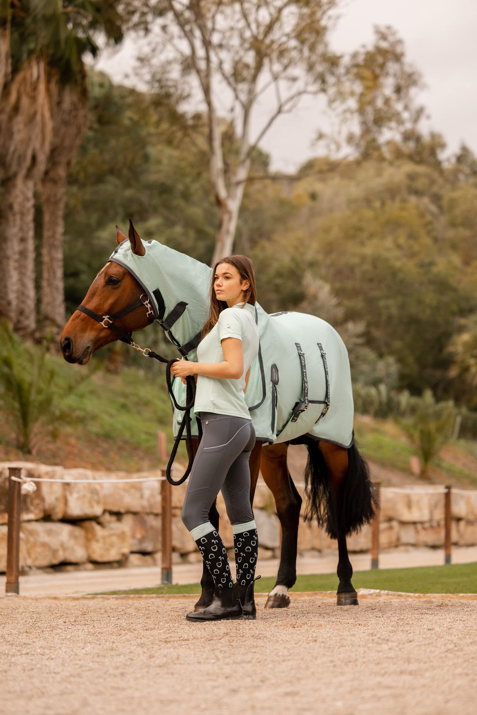 Horze Paso Fino - Manta antimoscas para caballos, con cuello y protección UV