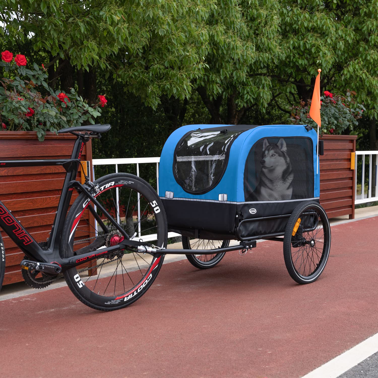 CXWXC Fahrradanhänger für Hunde 2 in 1 Fahrradanhänger & Jogger hundewagen mit Stoßdämpfer, Hundeanhänger Maximale Belastbarkeit 40KG/88LBS