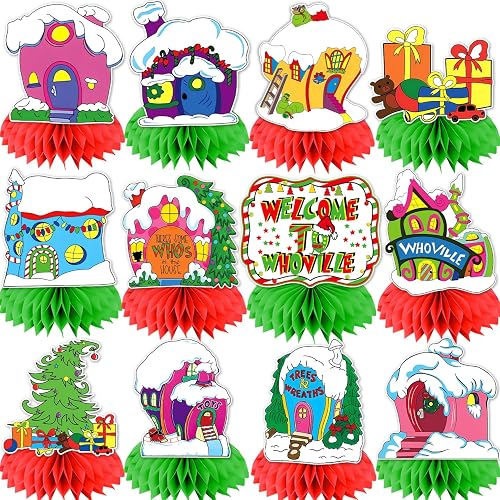 Whoville Christmas Decorations, 12 Pcs Welcome to Whoville Decorations Centerpiece,