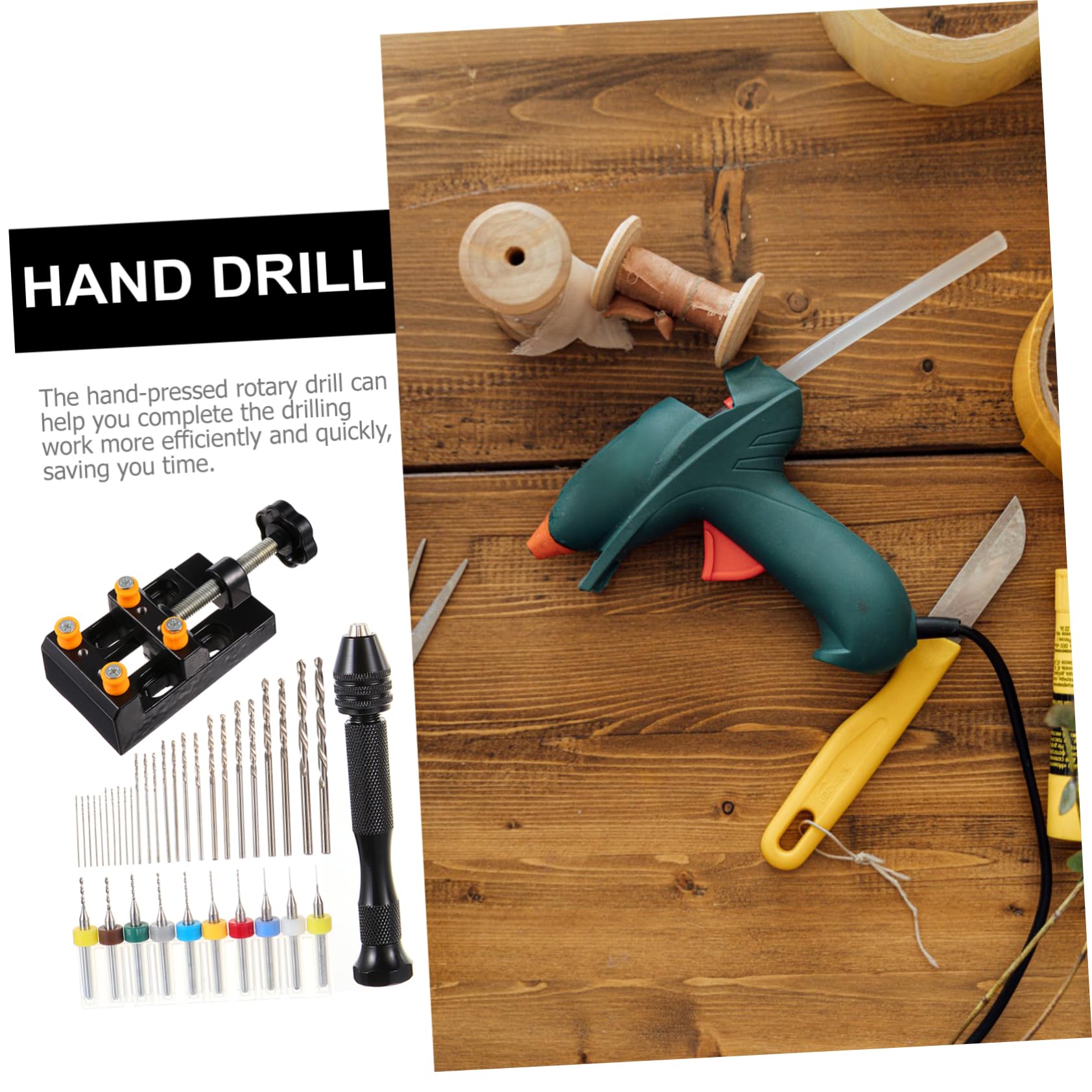 WOONEKY Herramientas De Perforación Taladro De Mano y Kit De Herramientas Para Trabajar La Joyería Incluye Taladro De Mano