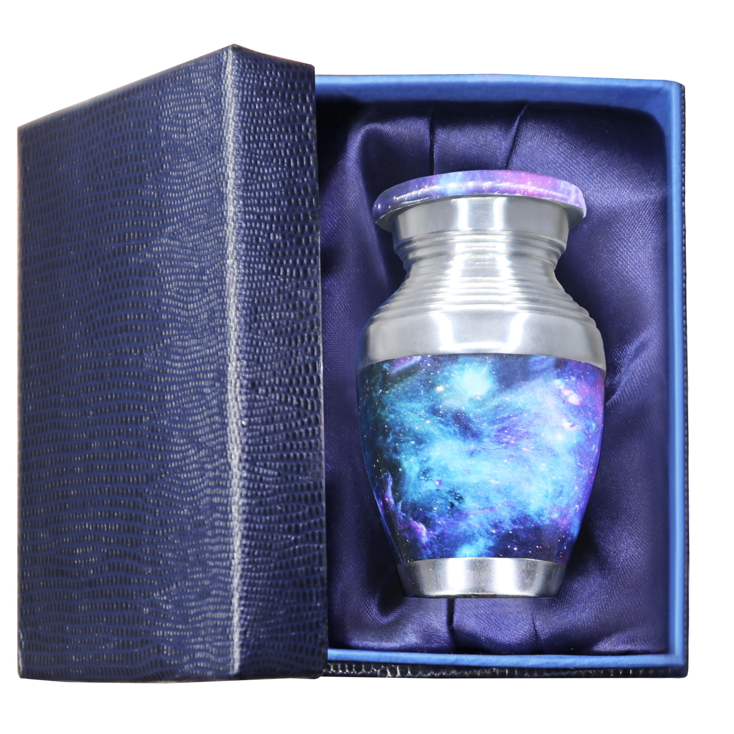 M MEILINXU Blue Galaxy Mini Urns for Human Ashes, Small Keepsake Urn