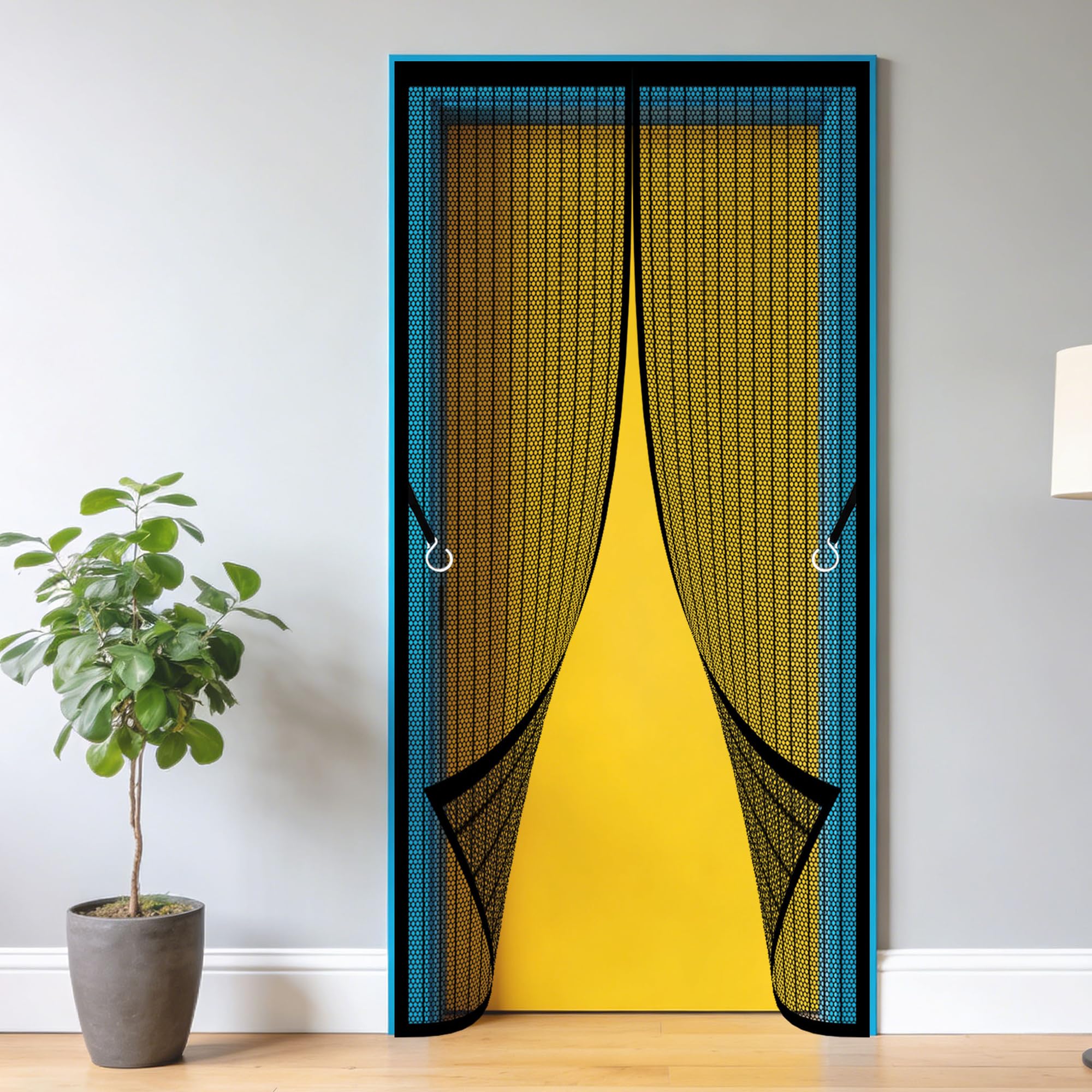 Fly Screen for Doors 70 x 253 cm Self Sealing, Hands Free Polyester Magnetic Door Fly Screen Curtain Keeps Flies Mosquitoes Out for Living Room, Bedroom, Patio, Black