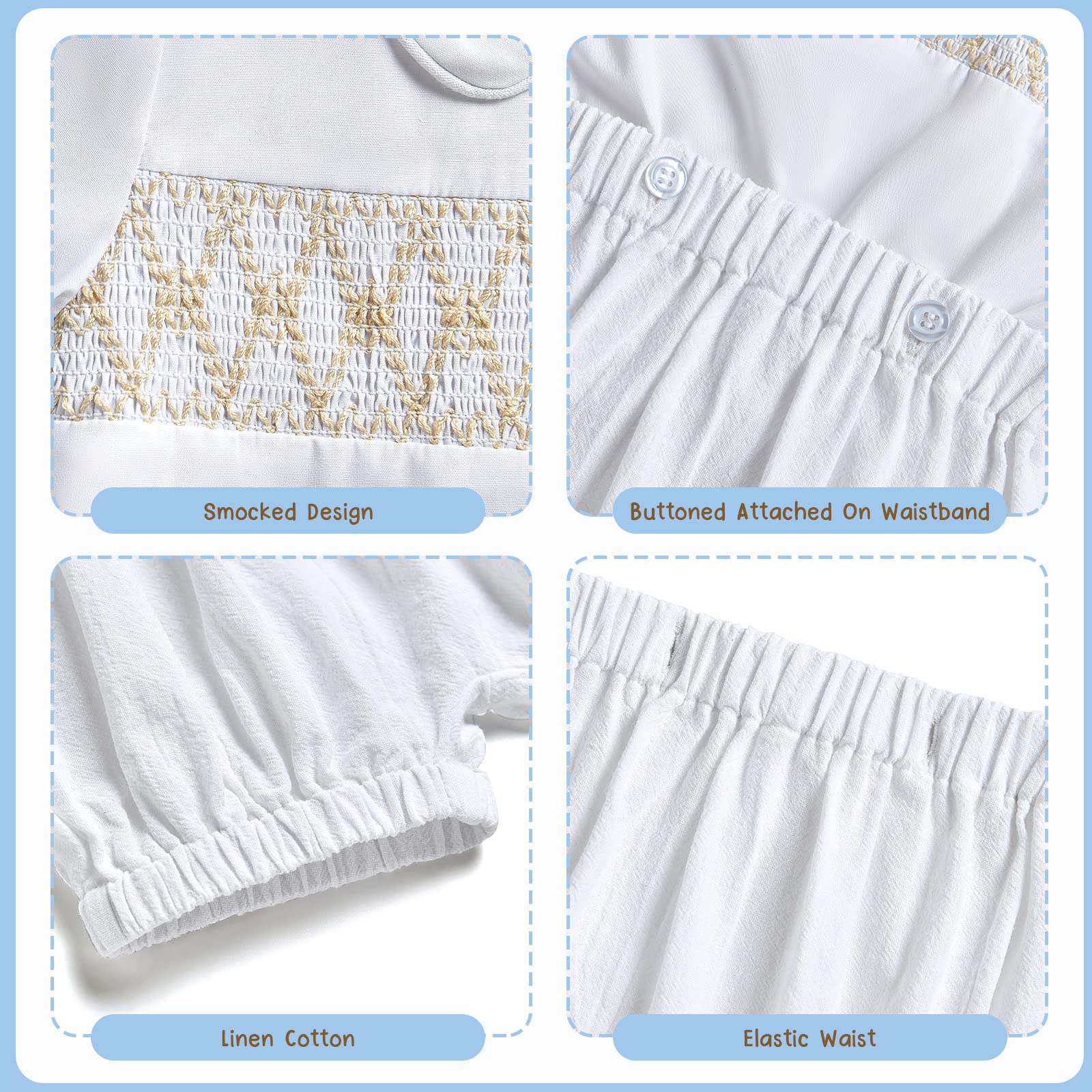 Booulfi Kleinkind Jungen Kleidung Baby Junge Sommer Outfits Kurze Sets Weißes Kleid Hemd Shorts Baby Jungen Bekleidungssets 3 Monate - 5T