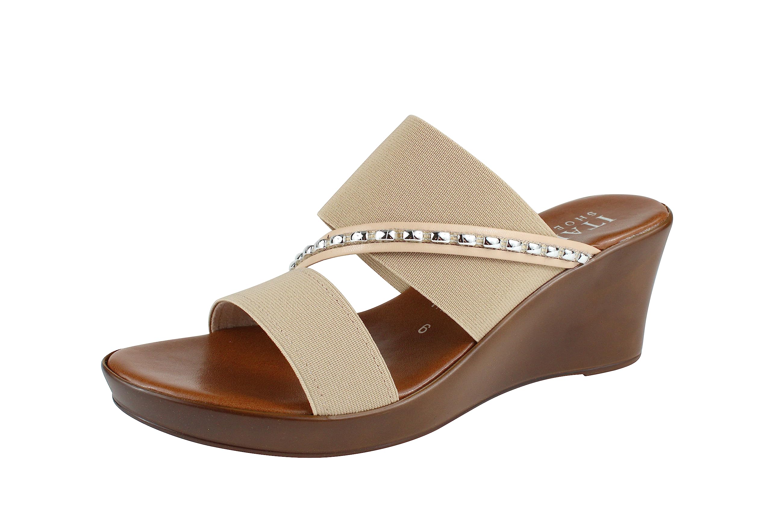 ITALIAN Shoemakers Pert Women's Wedge Open Toe Strap Sandal for Women