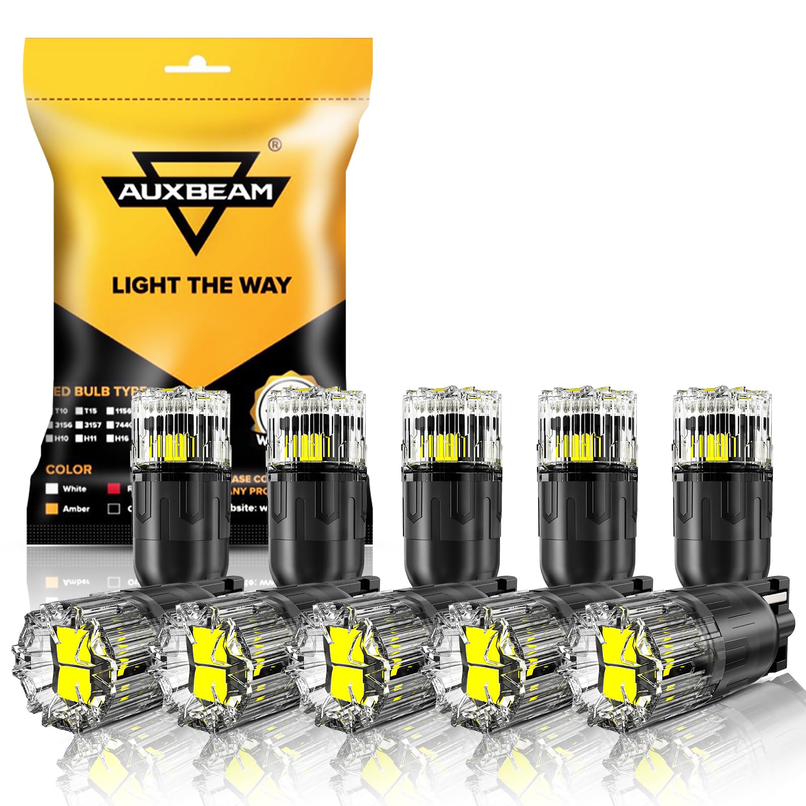 Auxbeam 2026 B2 Series 194 LED Bulbs White 168 2825 T10 W5W Bulbs 10PCs