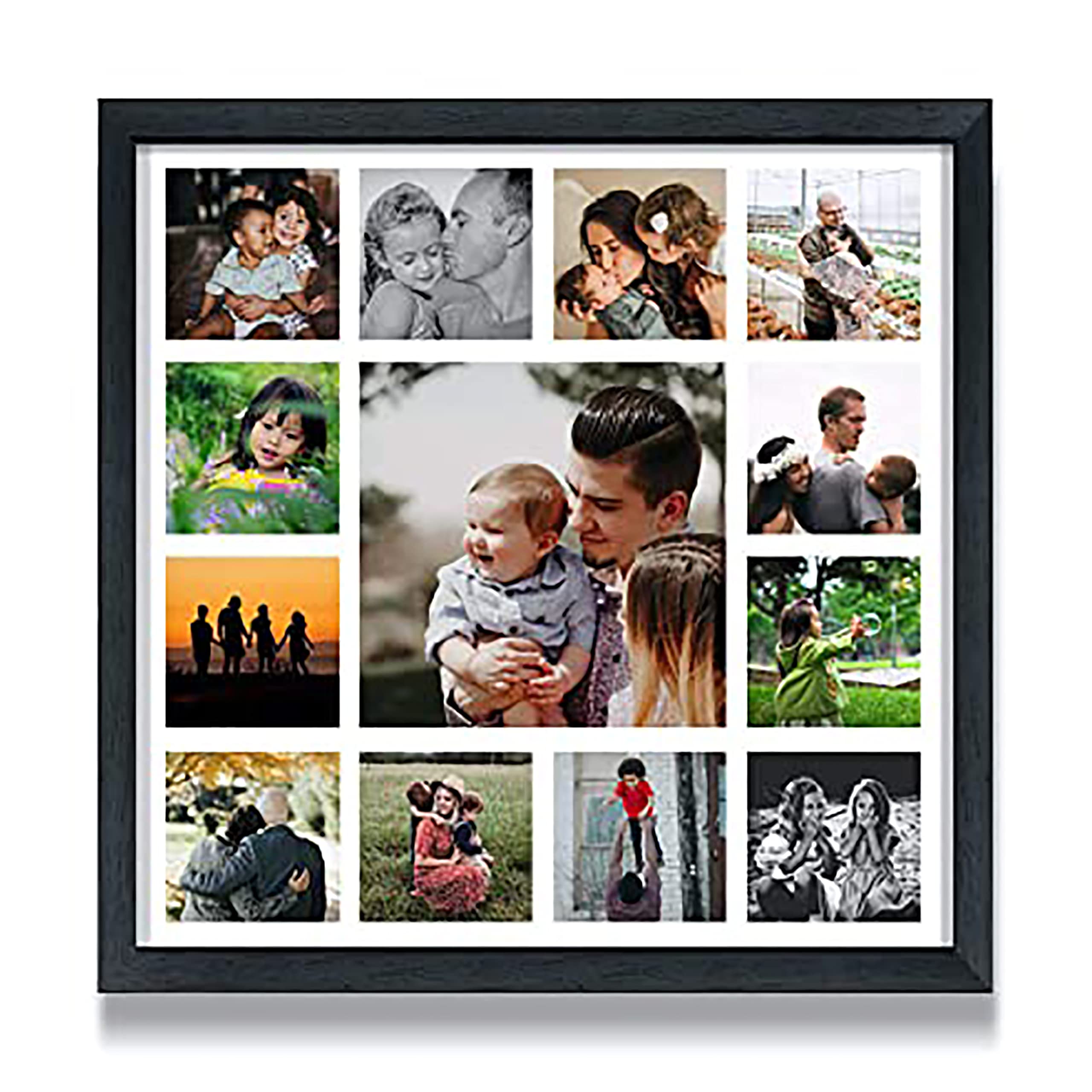 JJ Art Personalised Photo Collage Frames for Wall Decor as Birthday Gifts, Anniversary, Wedding Gifts for Friends, Couples and Parents (Size 12x12 Inches,13 Photos Black Frame)