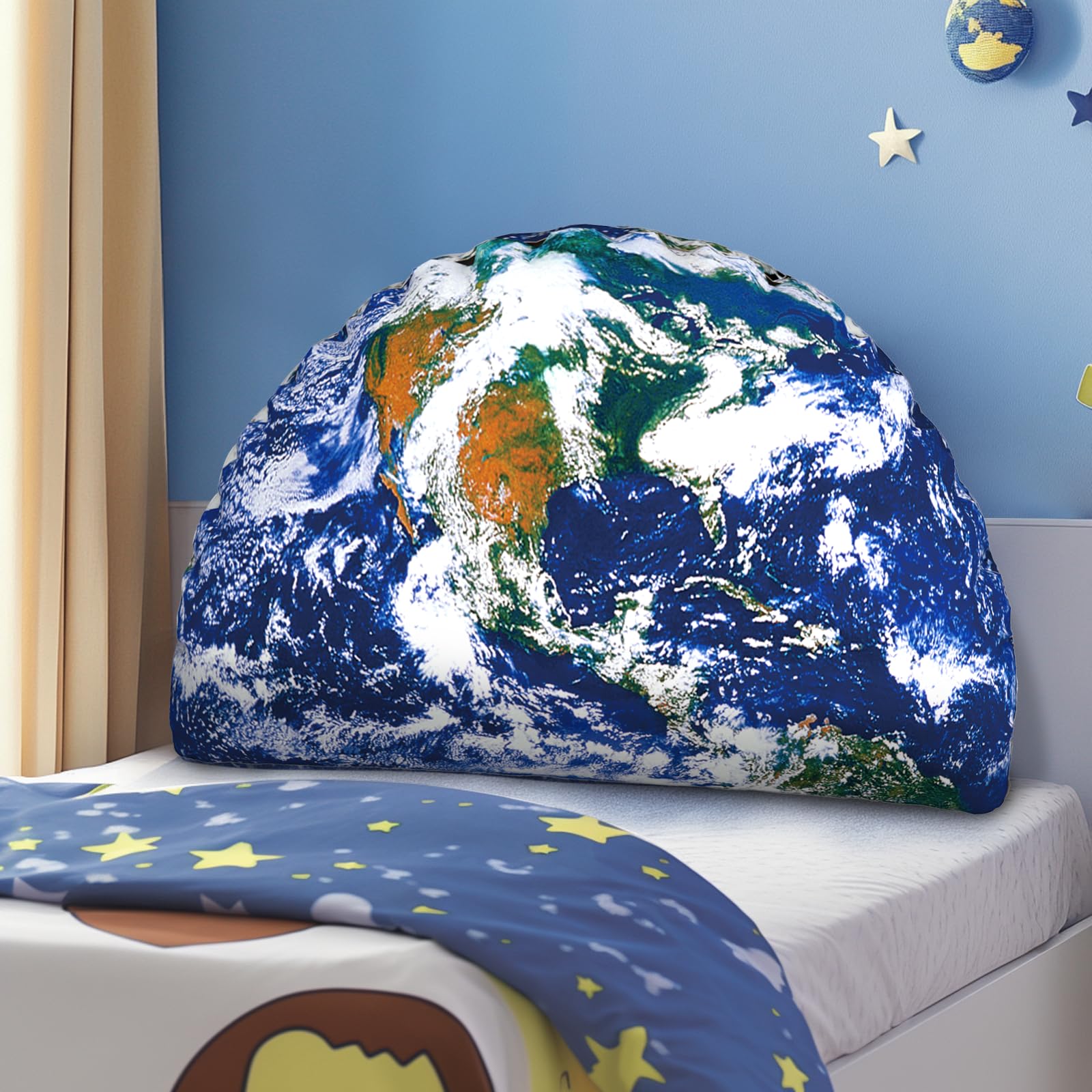 Kopfteilkissen für Kinder, waschbares Fell-Lese- und Bettruhekissen, Rückenstützkissen zum Sitzen im Bett, Bettwäsche-Geschenk für Teenager, Jungen und Mädchen (Jupiter) (Erde)