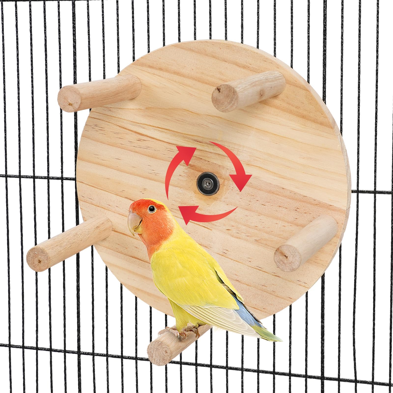 FrgKbTm Bird Perches Cage Toys,Wooden Birds Ferris Wheel